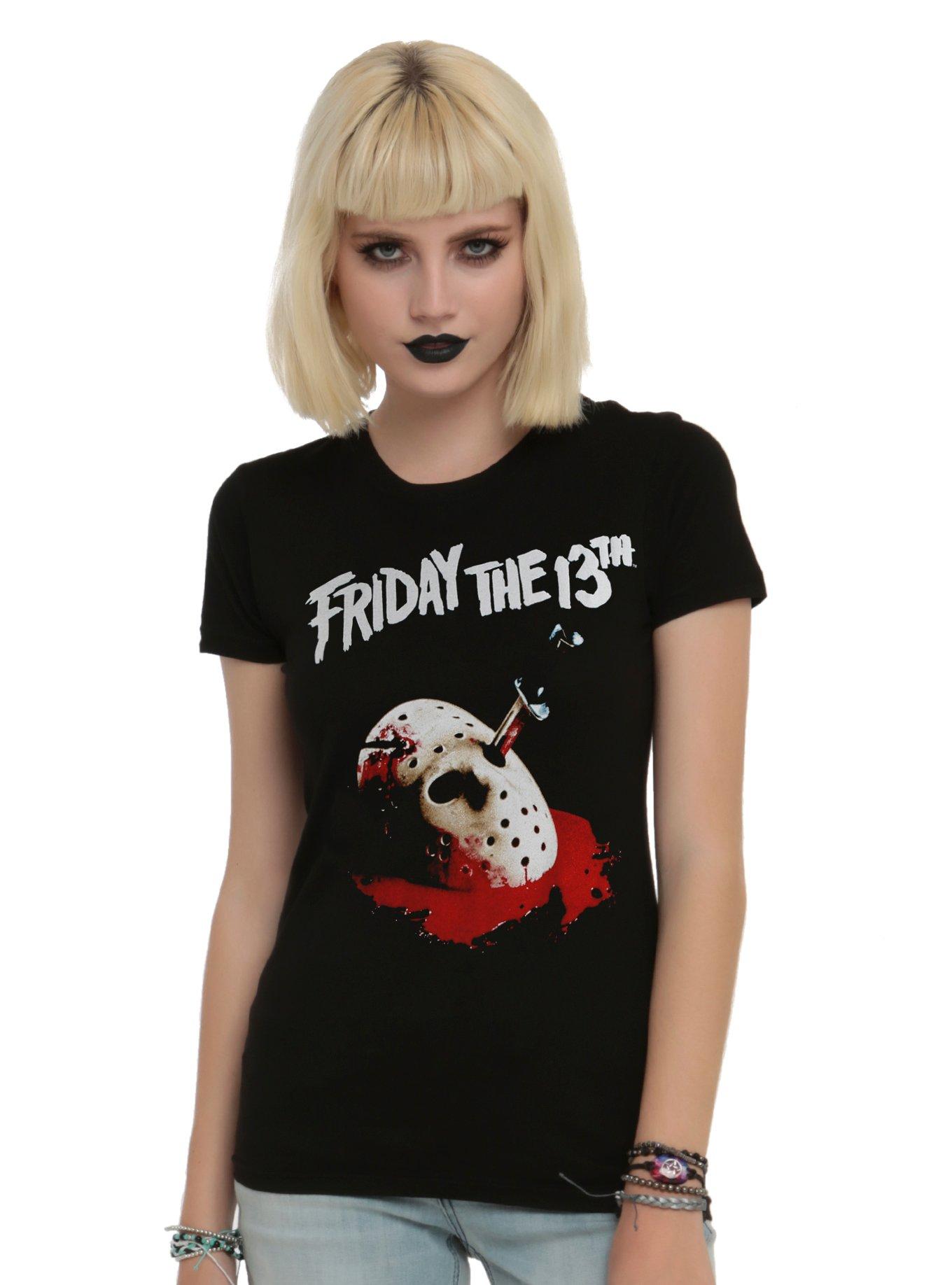 Friday The 13th Bloody Mask Girls T-Shirt, BLACK, hi-res