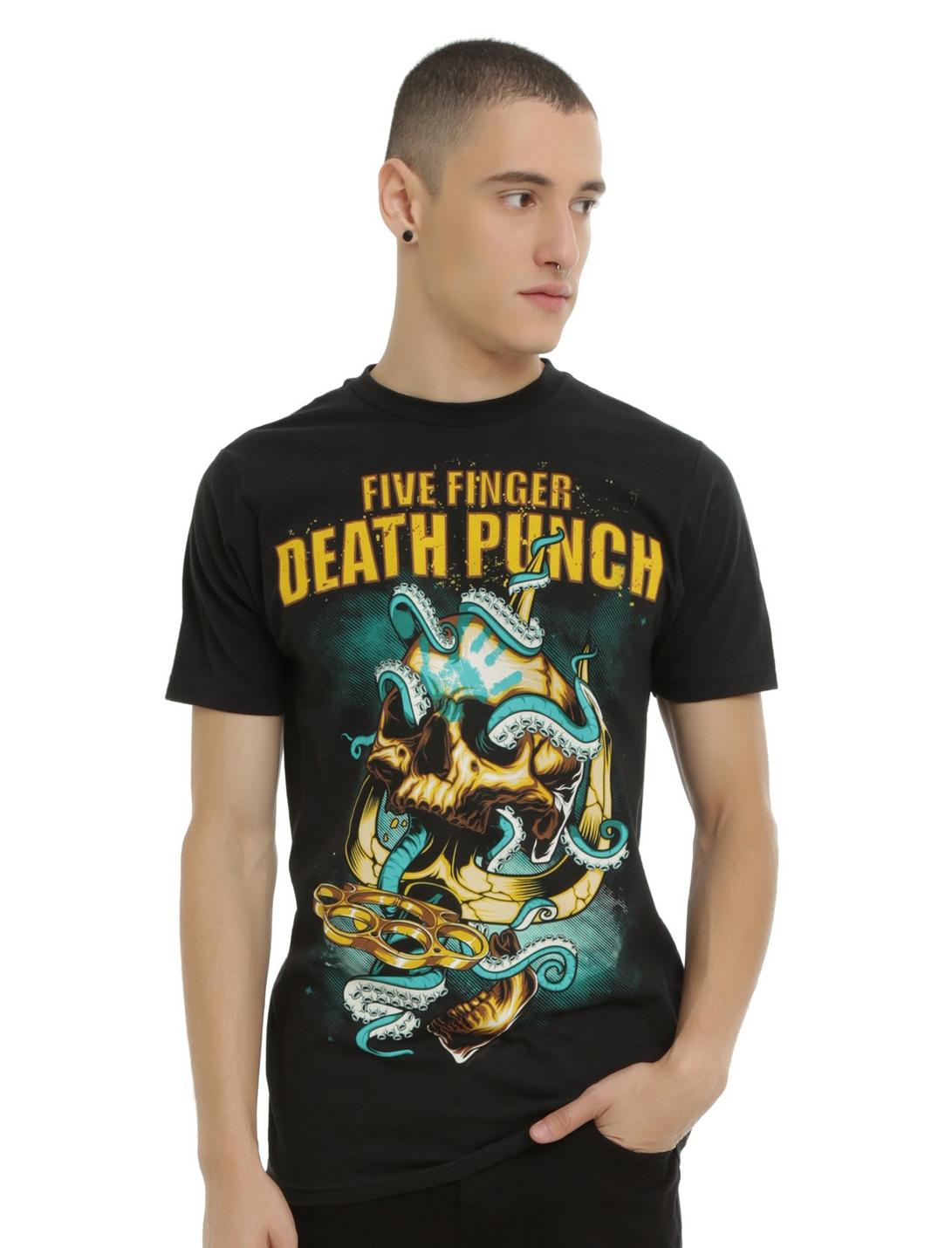 Five Finger Death Punch Trident Logo T-Shirt, BLACK, hi-res