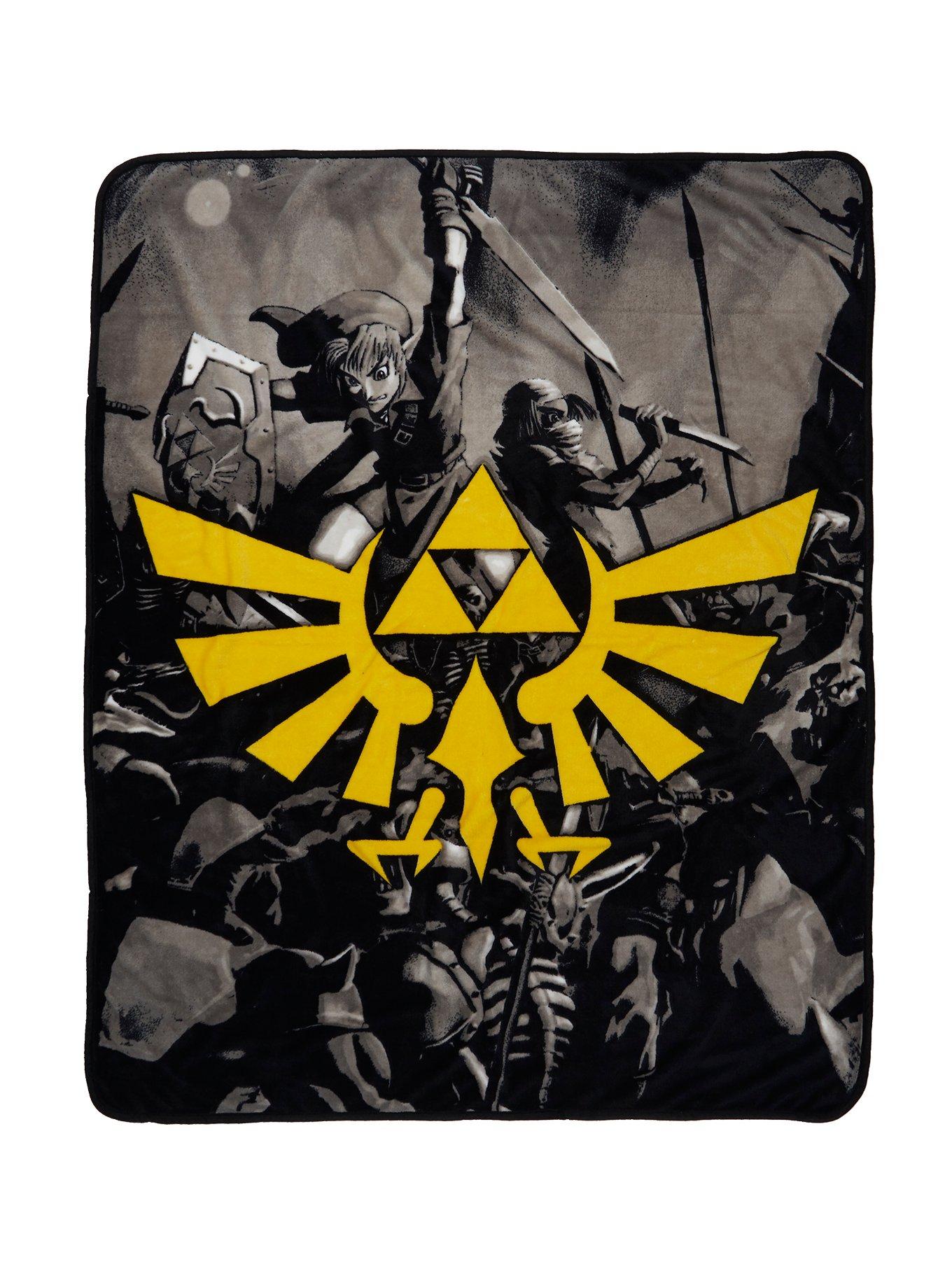 The Legend Of Zelda Black & White Triforce Throw Blanket, , hi-res