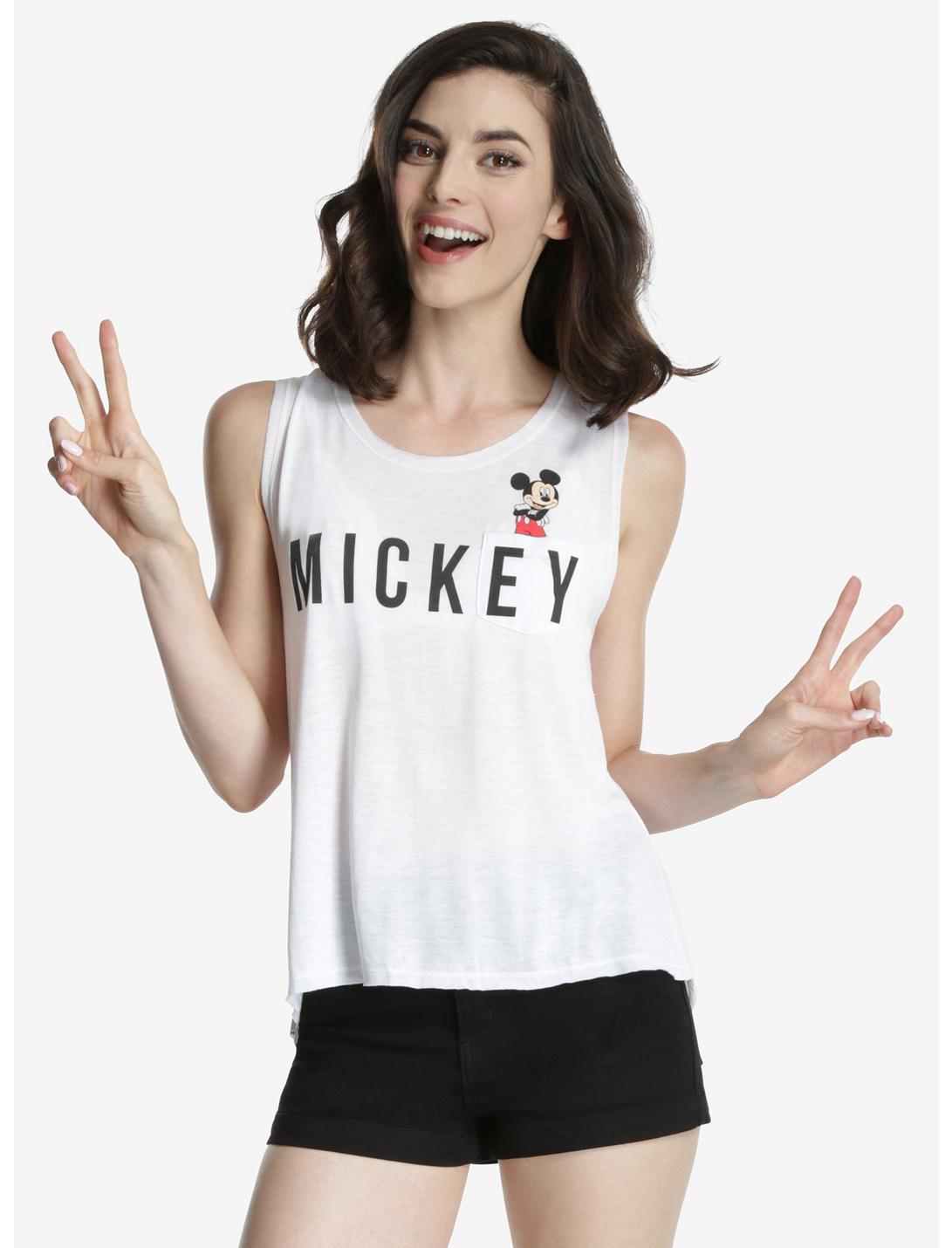 Disney Mickey Mouse Pocket Womens Muscle Tank Top, WHITE, hi-res