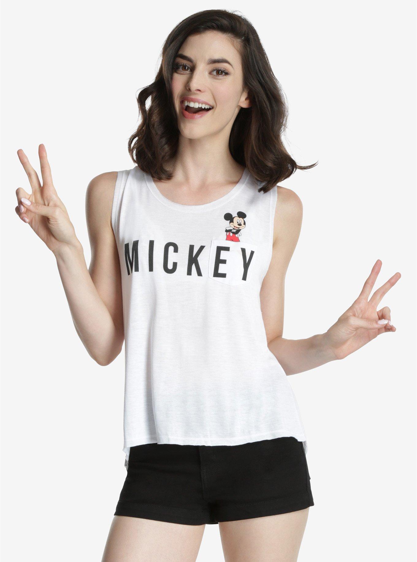 Disney Mickey Mouse Pocket Womens Muscle Tank Top, WHITE, hi-res