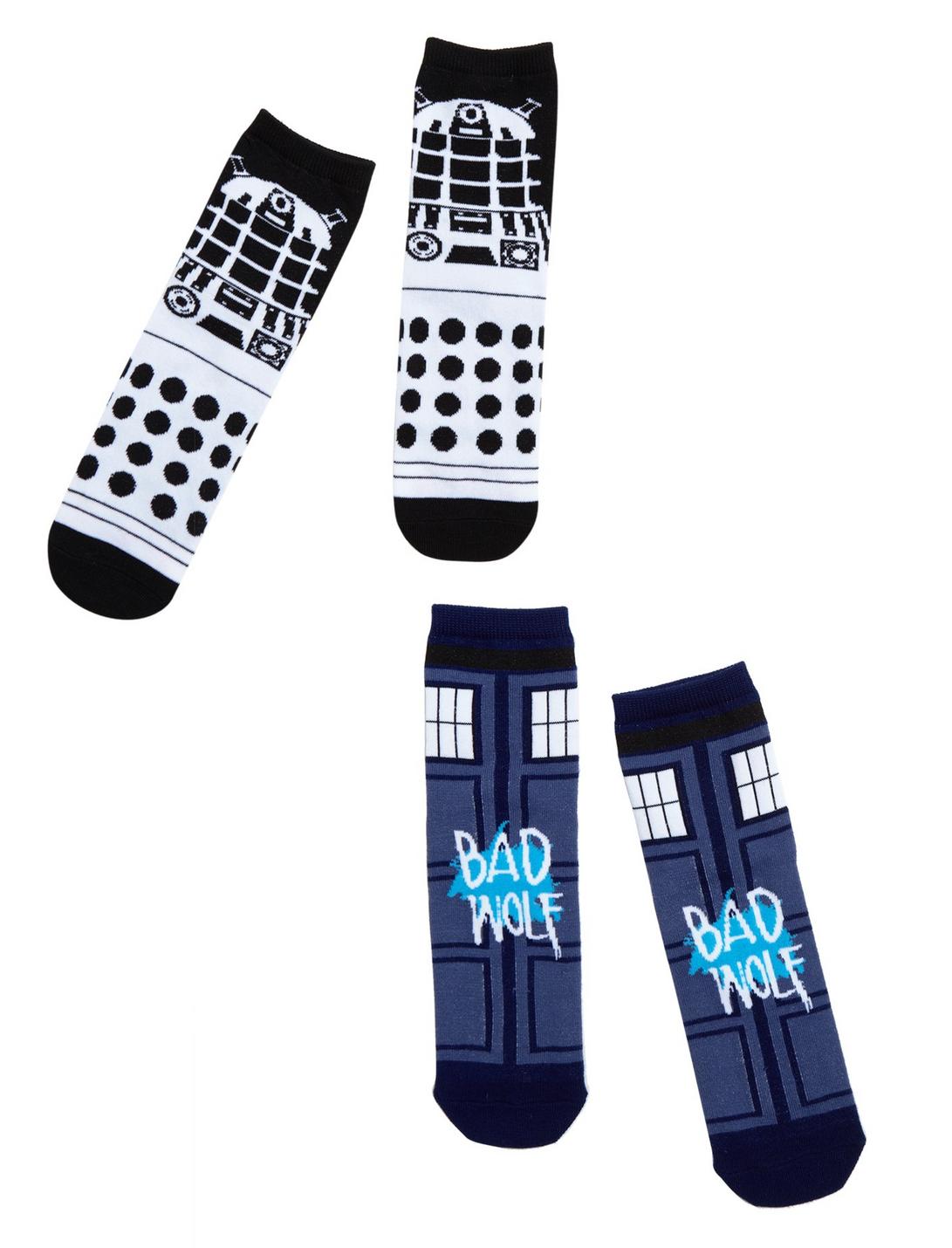 Doctor Who TARDIS Bad Wolf Dalek Ankle Socks 2 Pair, , hi-res