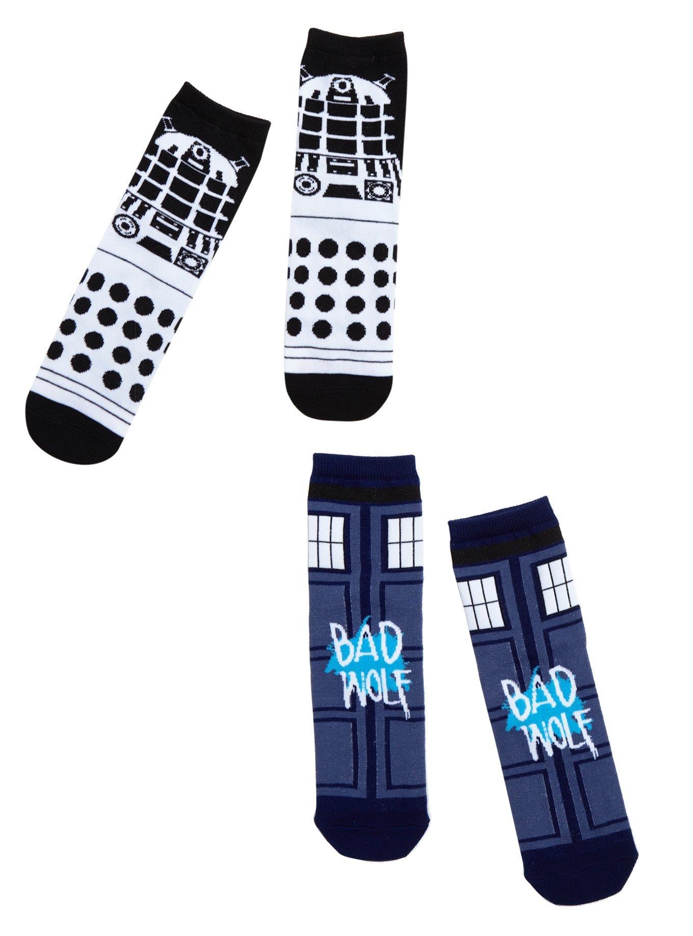 Doctor Who TARDIS Bad Wolf Dalek Ankle Socks 2 Pair, , hi-res