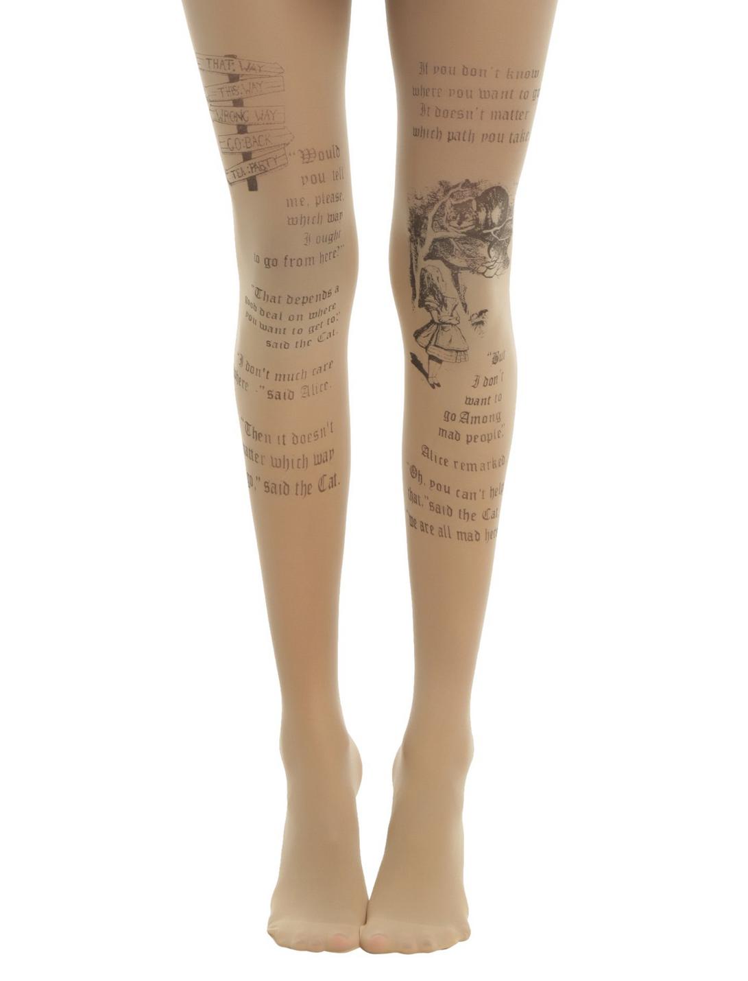 Blackheart Alice In Wonderland Sheer Storybook Tights, NUDE, hi-res