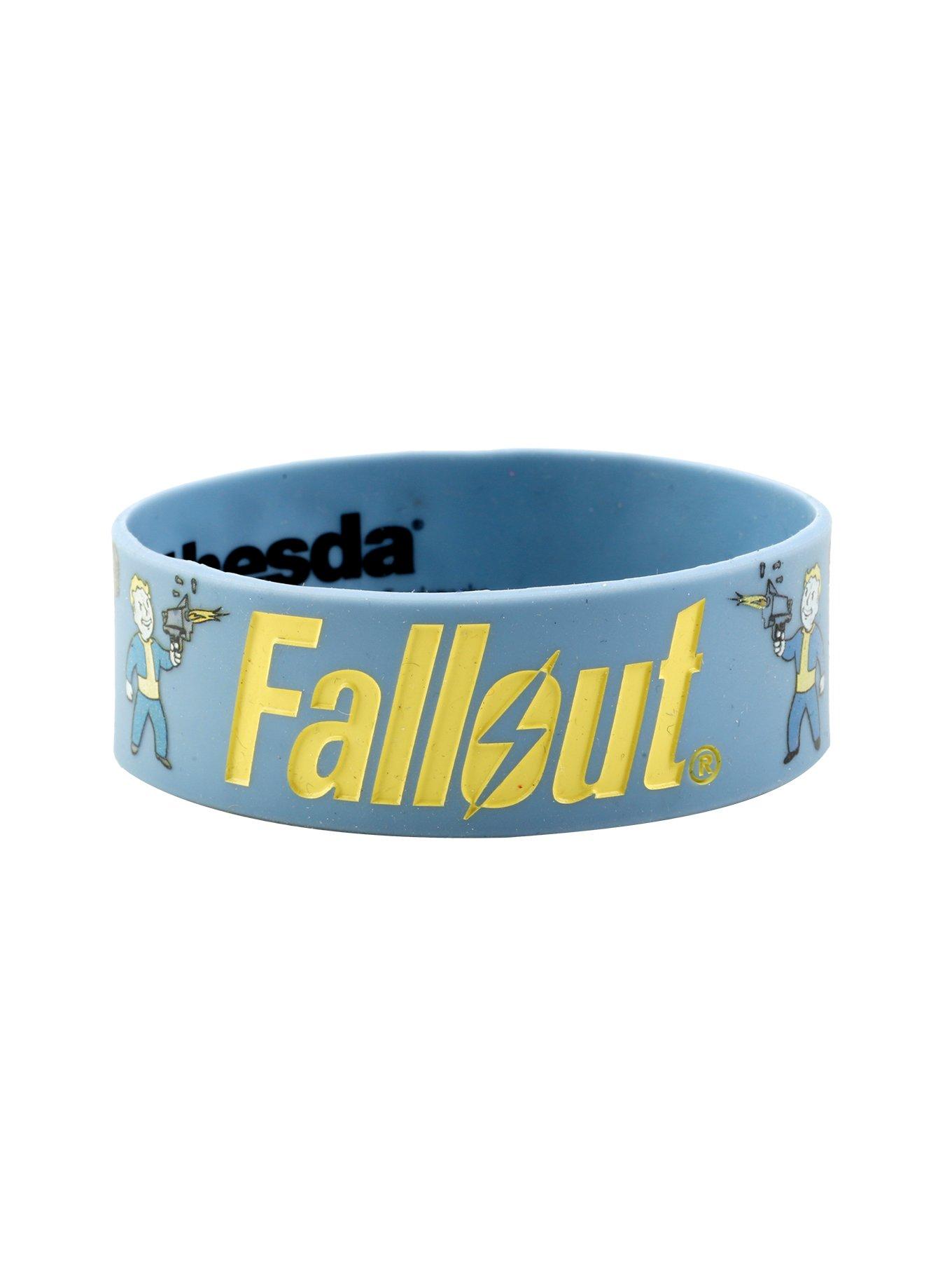 Fallout Vault Boy Guns Logo Rubber Bracelet, , hi-res