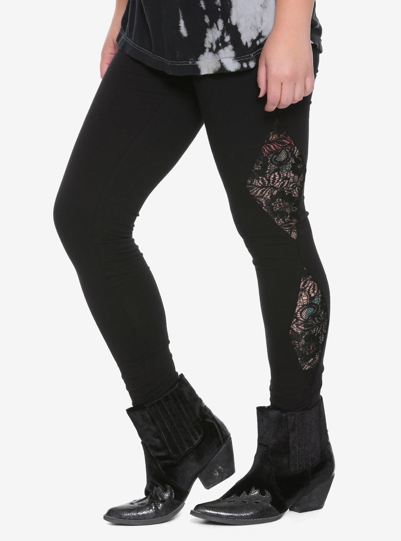 Blackheart Black Lace Leggings, BLACK, hi-res