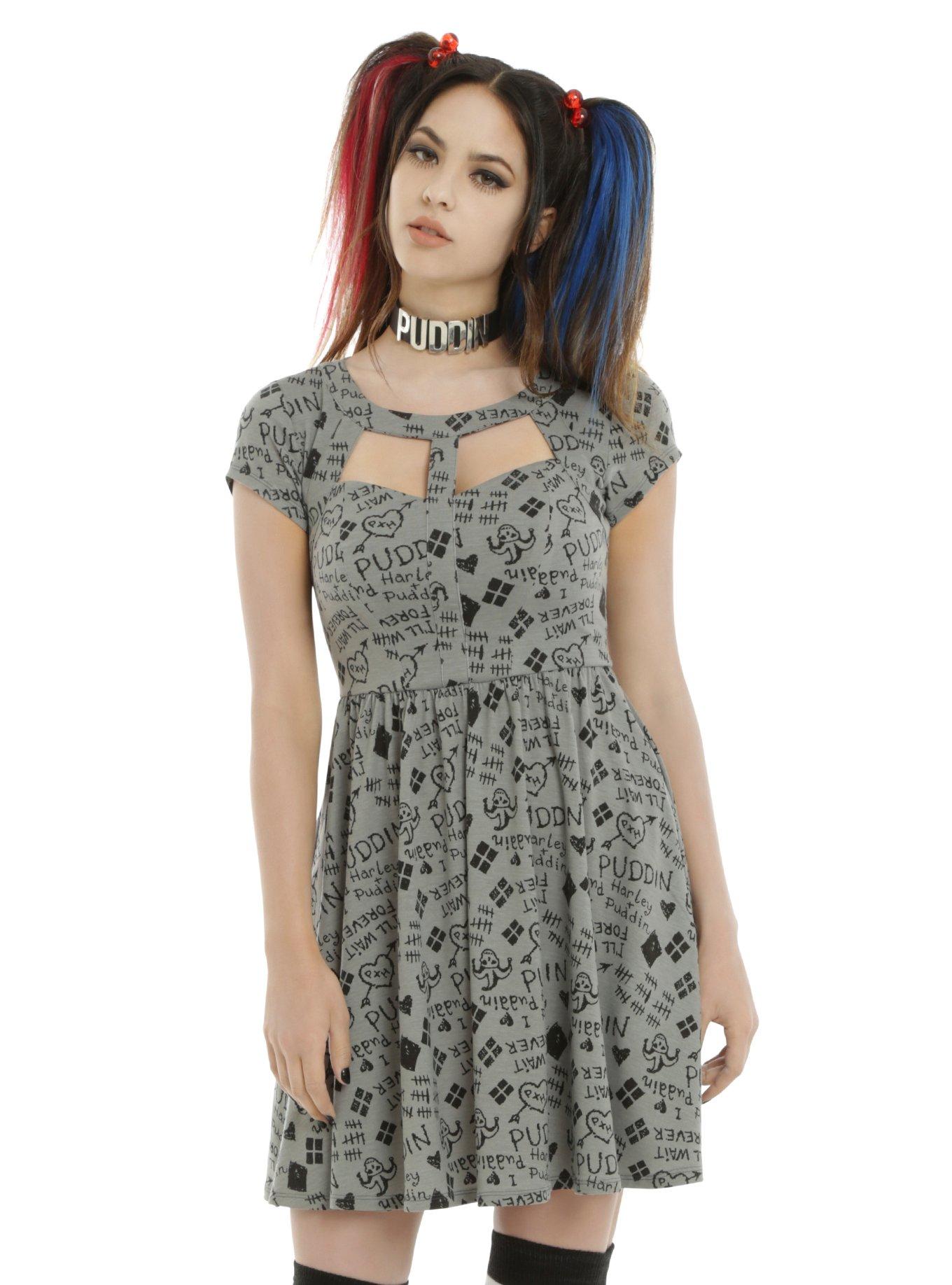 DC Comics Suicide Squad Harley Quinn Relationship Dress, GREY, hi-res