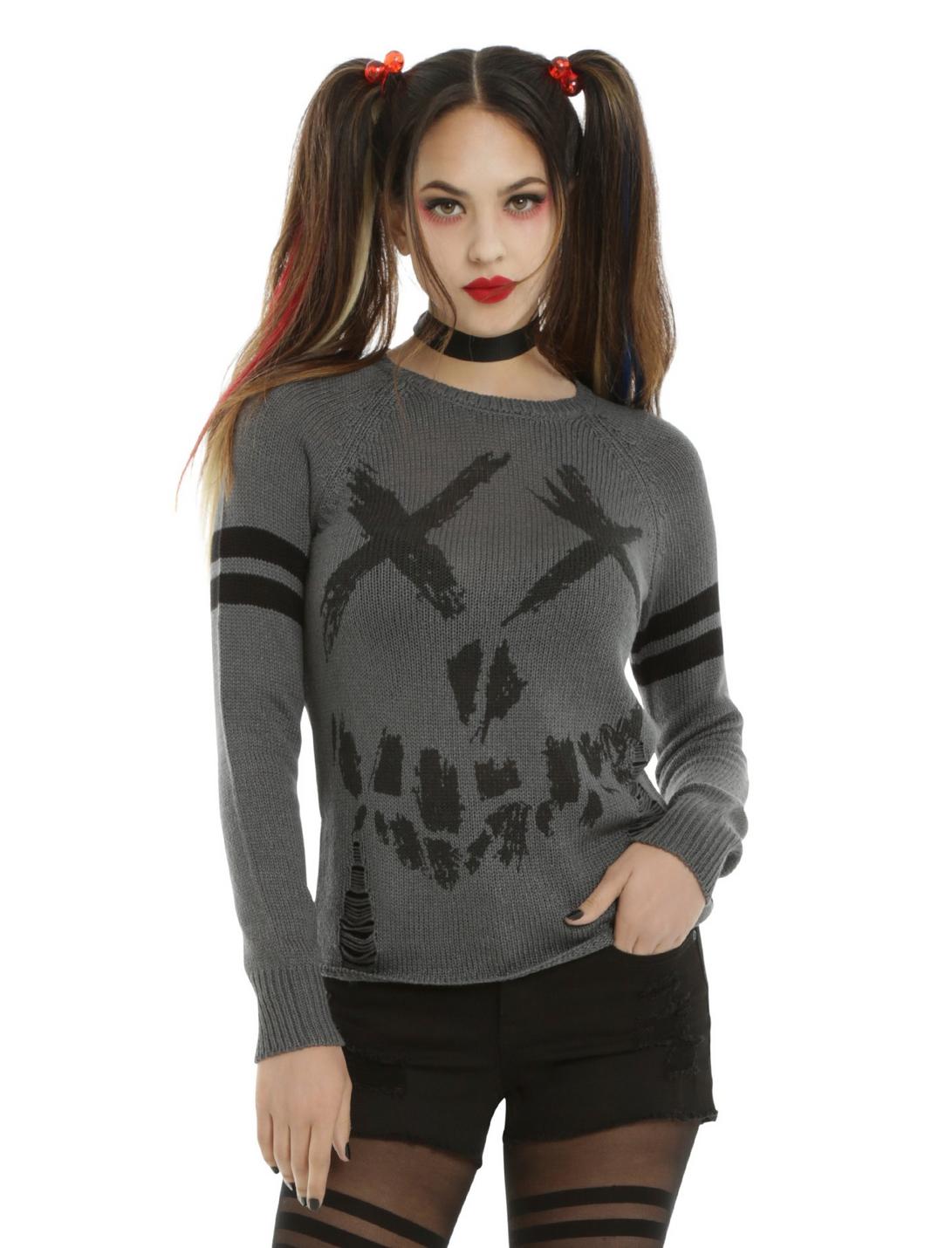 DC Comics Suicide Squad Logo Girls Sweater, GREY, hi-res
