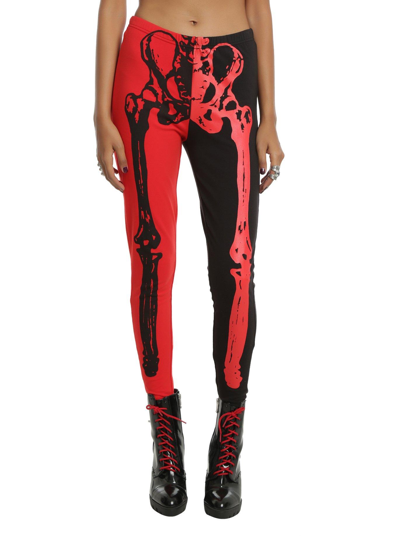 Iron Fist x Ash Costello Bat Royalty Black & Red Bone Leggings, RED, hi-res