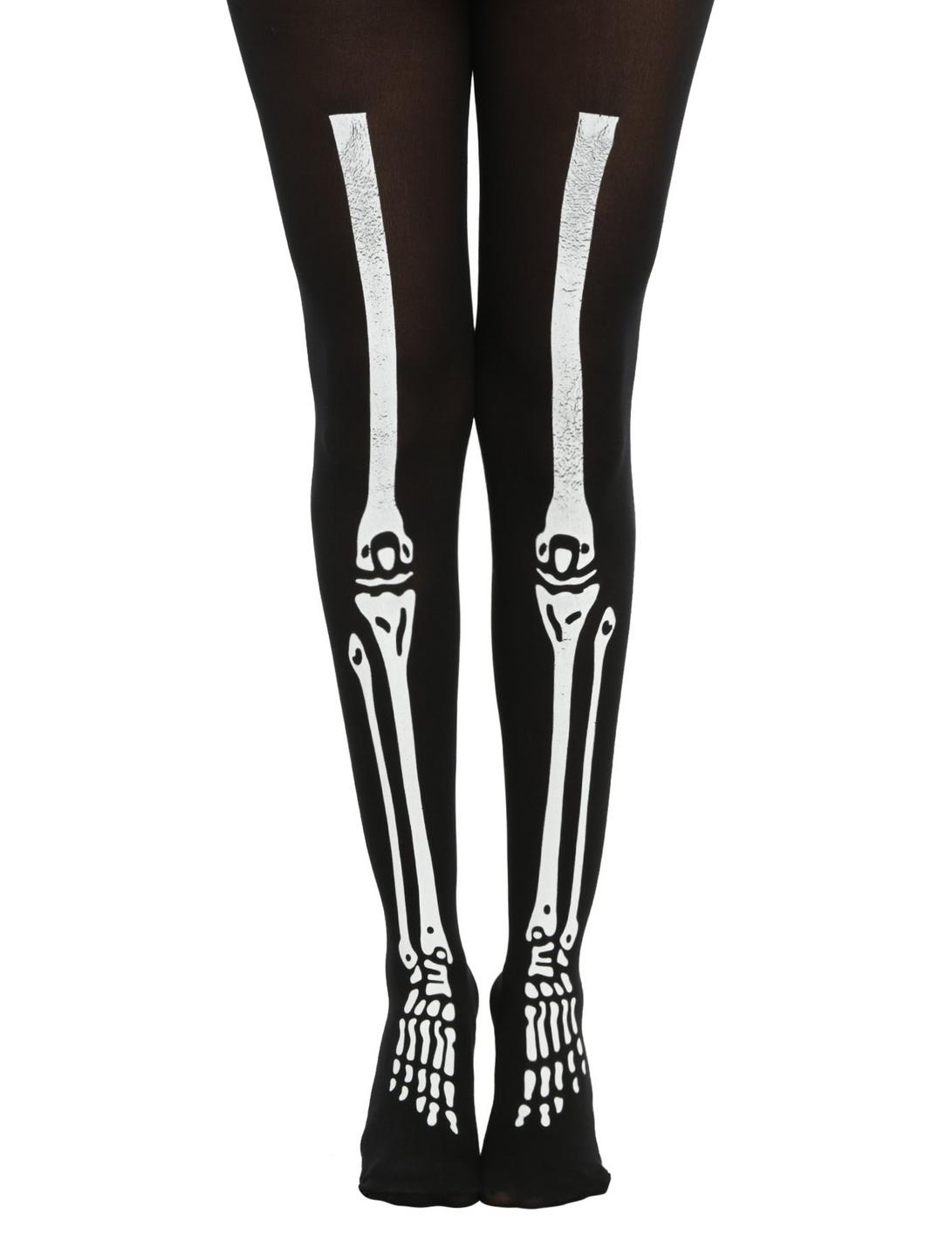 Blackheart Sheer Black Skeleton Tights, BLACK, hi-res
