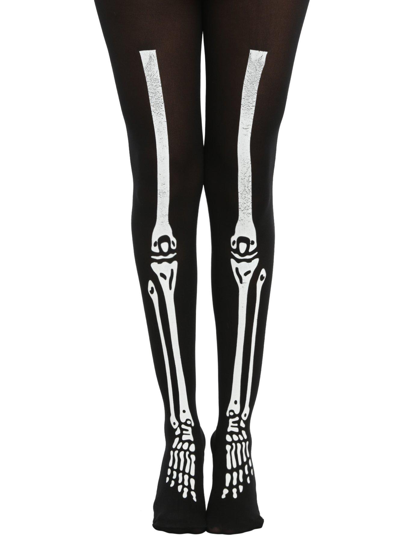 Blackheart Sheer Black Skeleton Tights, BLACK, hi-res