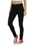 Blackheart Black Zipper D-Ring Super Skinny Jeans, BLACK, hi-res