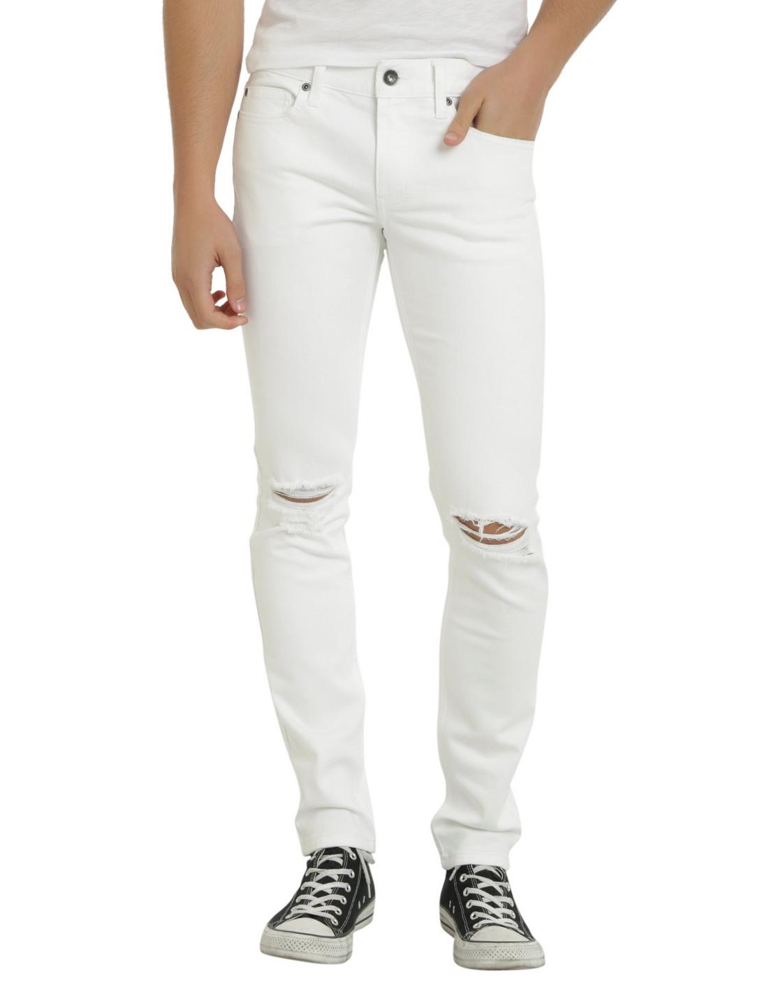 XXX RUDE White Destructed Skinny Jeans, WHITE, hi-res