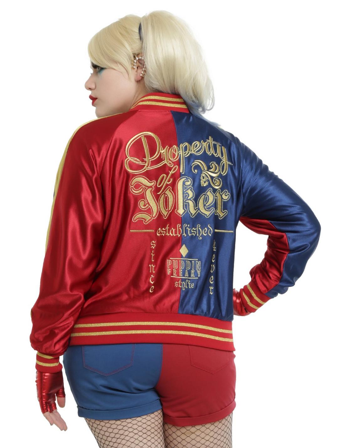 DC Comics Suicide Squad Harley Quinn Girls Satin Souvenir Jacket Plus Size, RED, hi-res