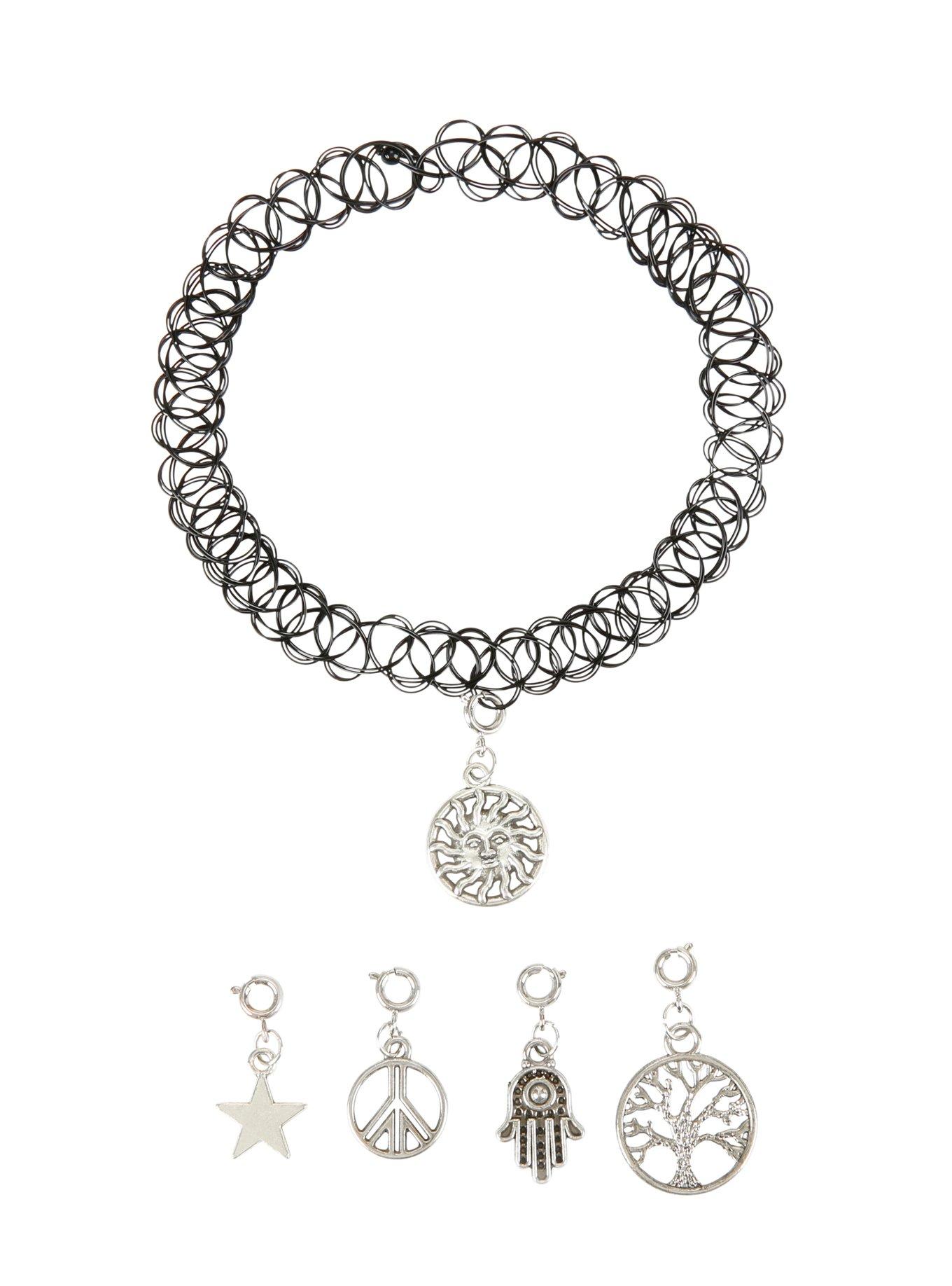 Multi Charm Tattoo Choker, , hi-res
