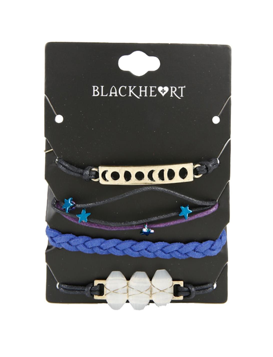 Blackheart Crystal Moon Cord Bracelet Set, , hi-res