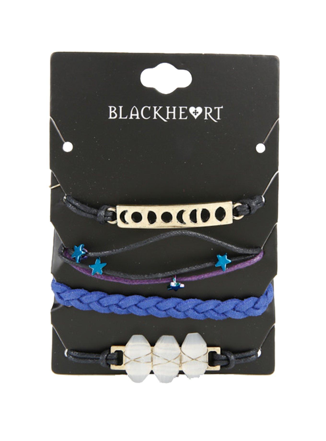 Blackheart Crystal Moon Cord Bracelet Set, , hi-res