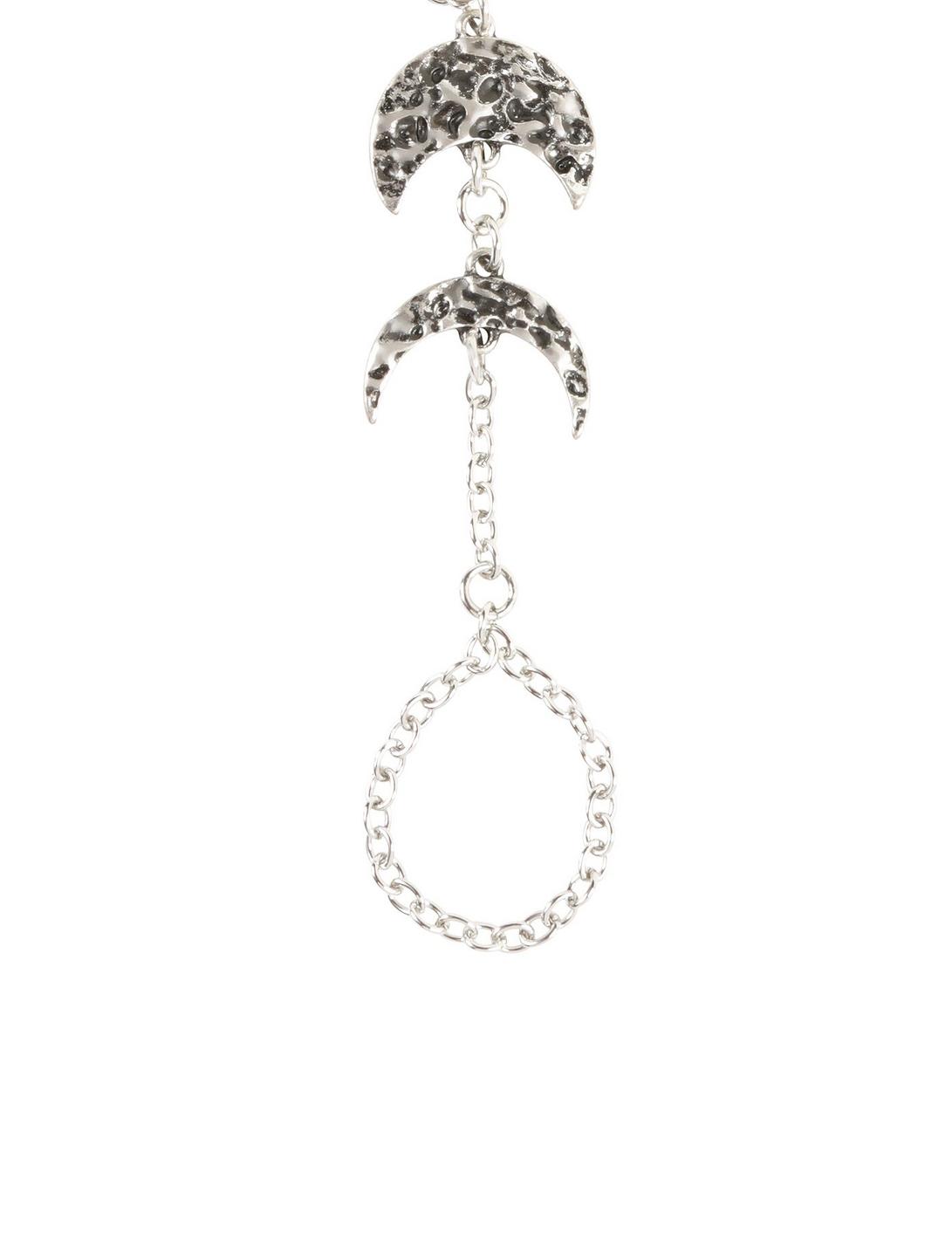 Blackheart Silver Tone Moon Phases Hand Harness Chain, , hi-res
