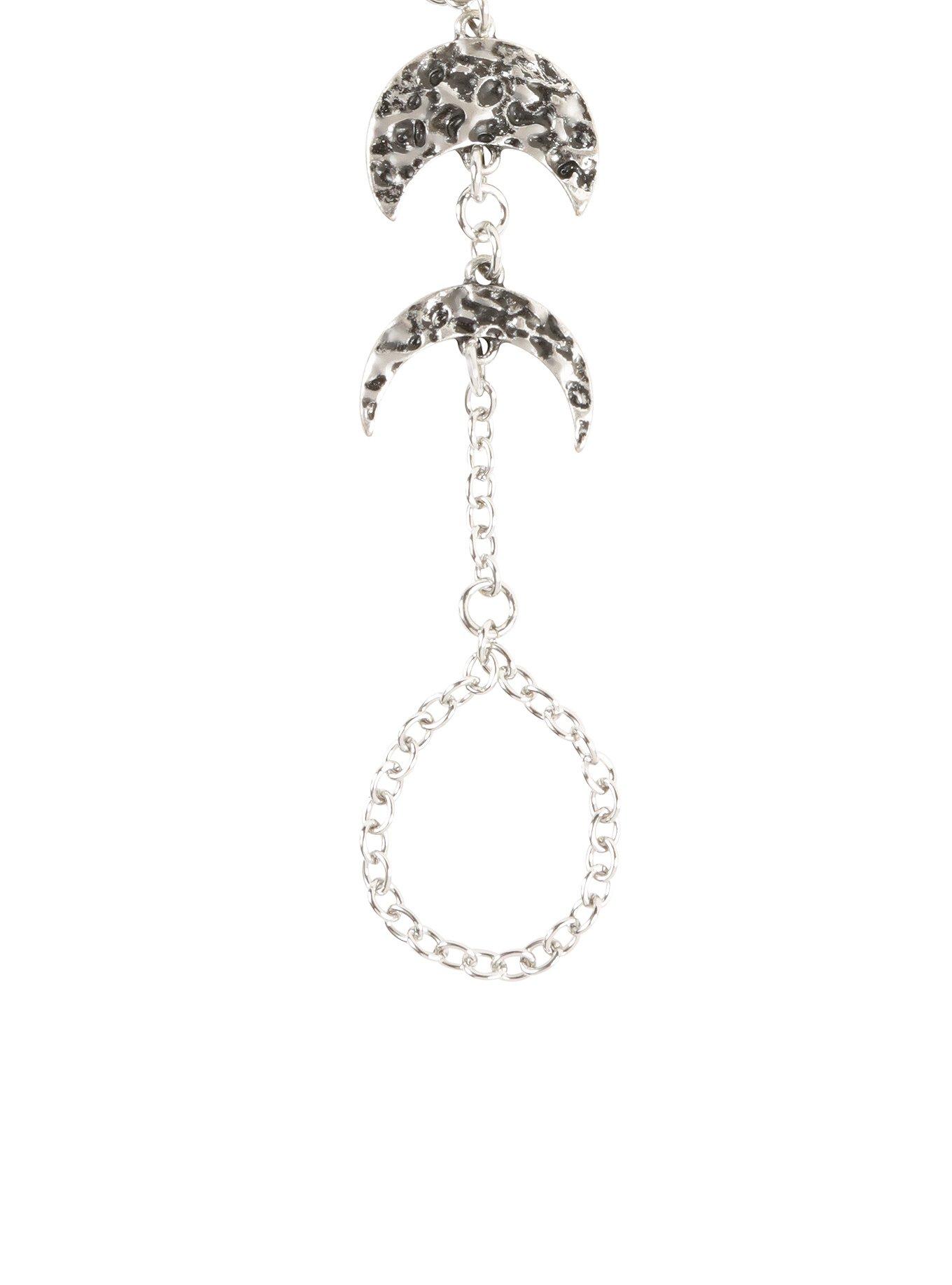 Blackheart Silver Tone Moon Phases Hand Harness Chain, , hi-res