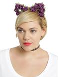 Purple Rose Cat Ears Headband, , hi-res