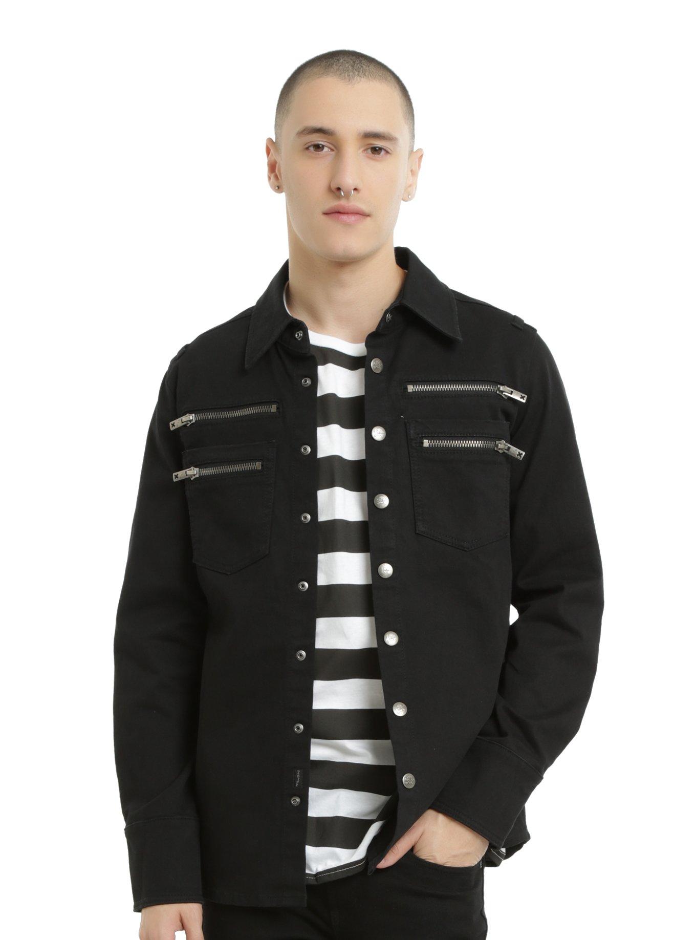 TRIPP Black Double Zip Over Shirt, BLACK, hi-res