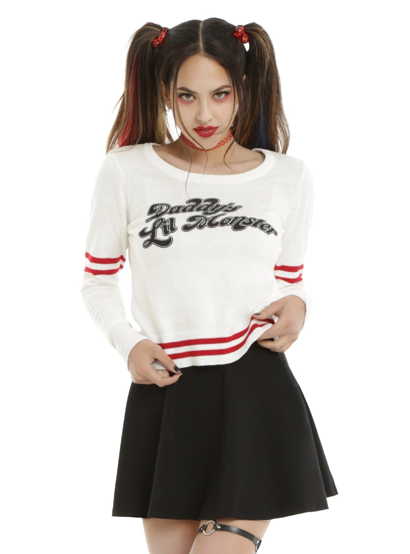 DC Comics Suicide Squad Harley Quinn Daddy's Lil Monster Girls Sweater, IVORY, hi-res