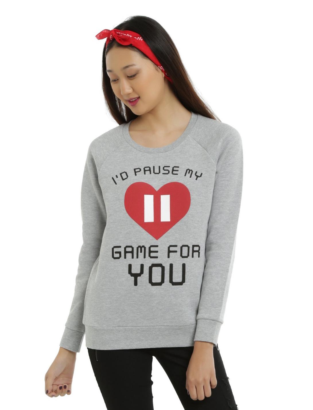 Pause My Game Girls Sweatshirt, GREY, hi-res