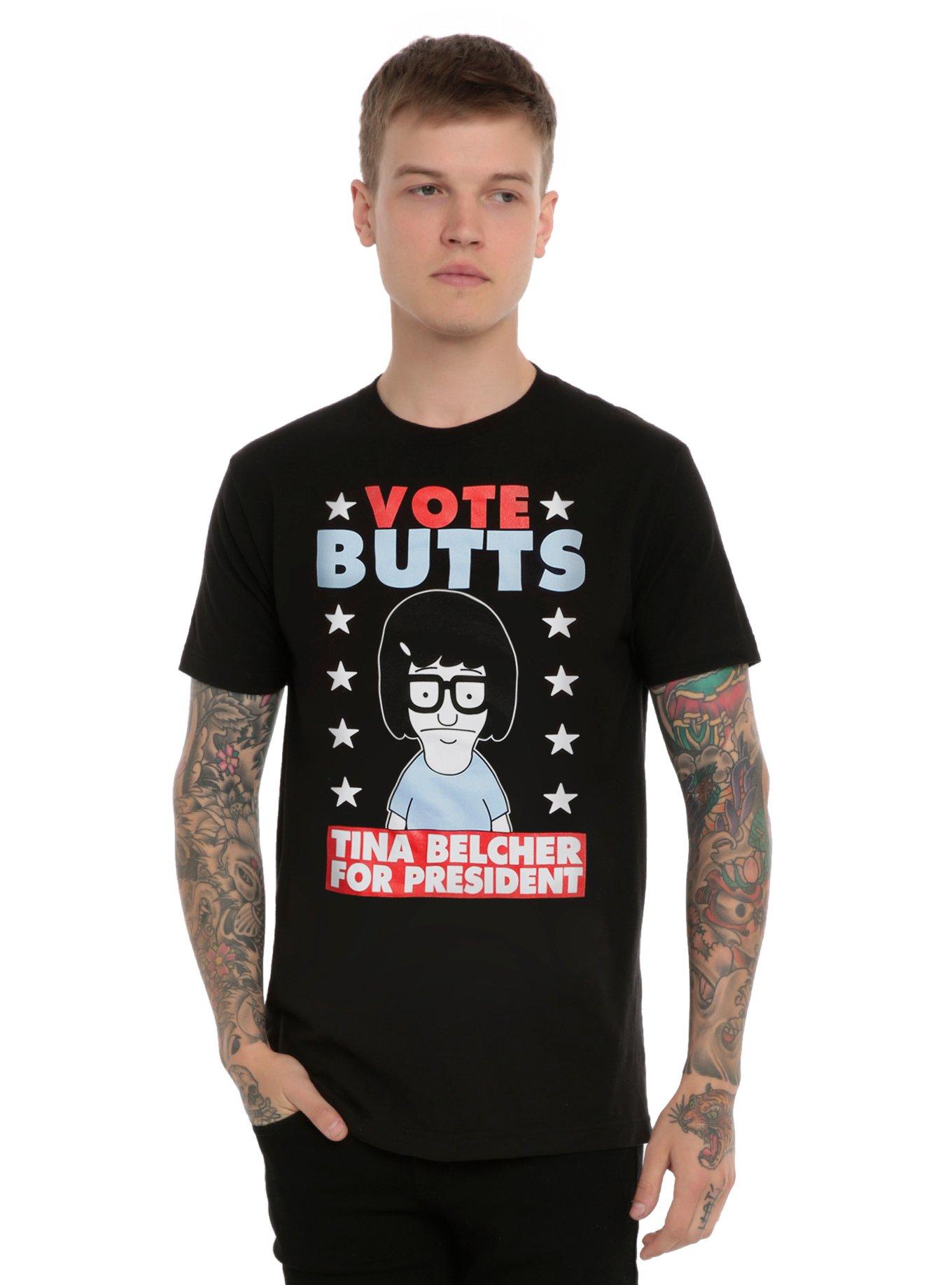 Bob's Burgers Tina Vote Butts T-Shirt, BLACK, hi-res