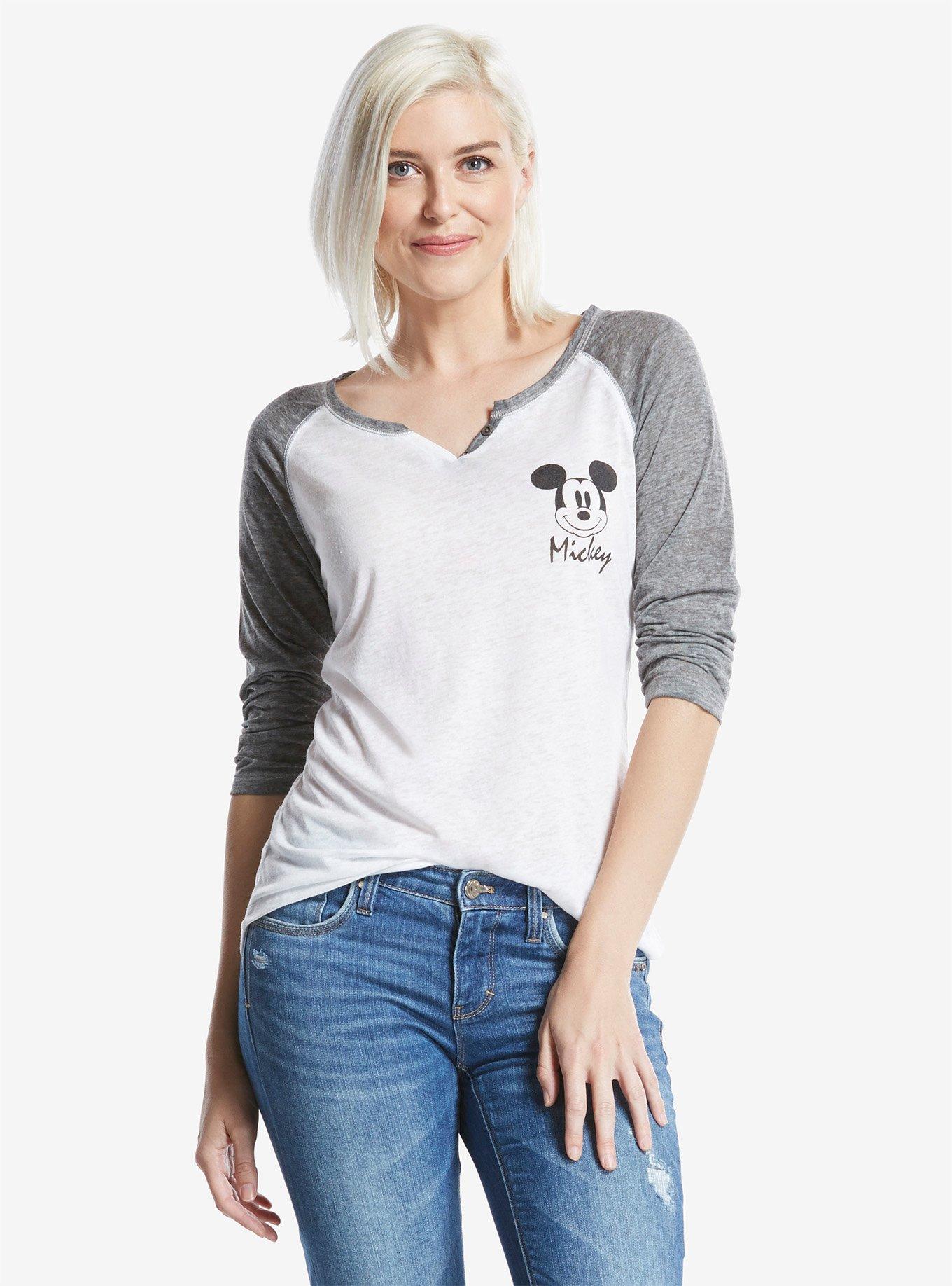 Disney Mickey Mouse Womens Raglan Tee, WHITE, hi-res