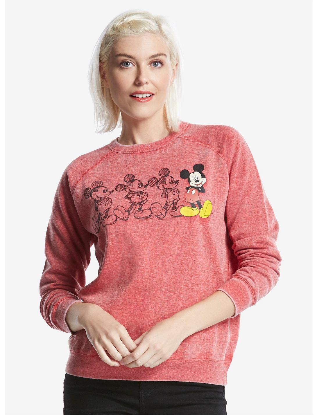 Disney Mickey Mouse Art Womens Sweatshirt, RED, hi-res