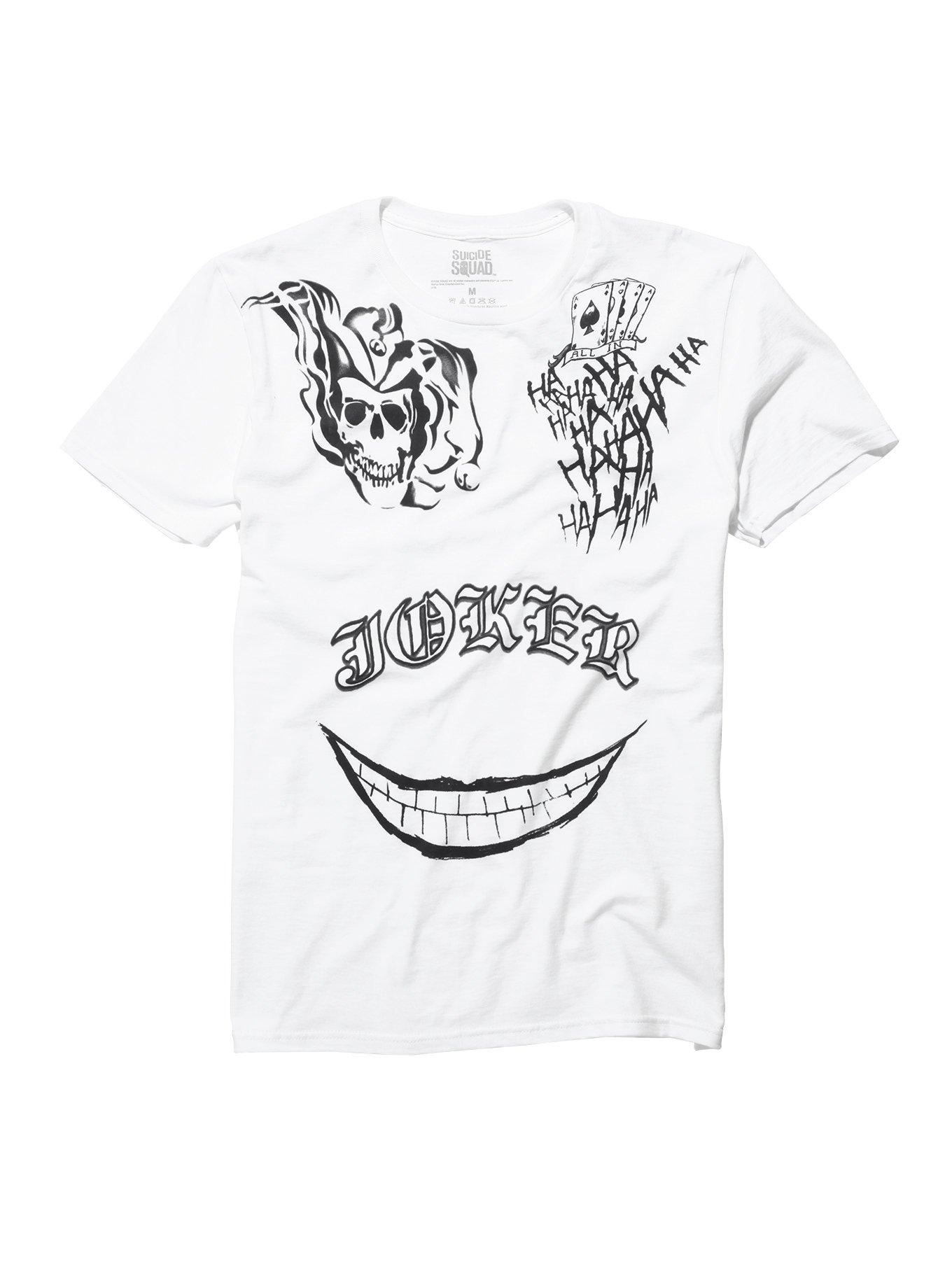 DC Comics Suicide Squad Joker Tattoos T-Shirt, BLACK, hi-res