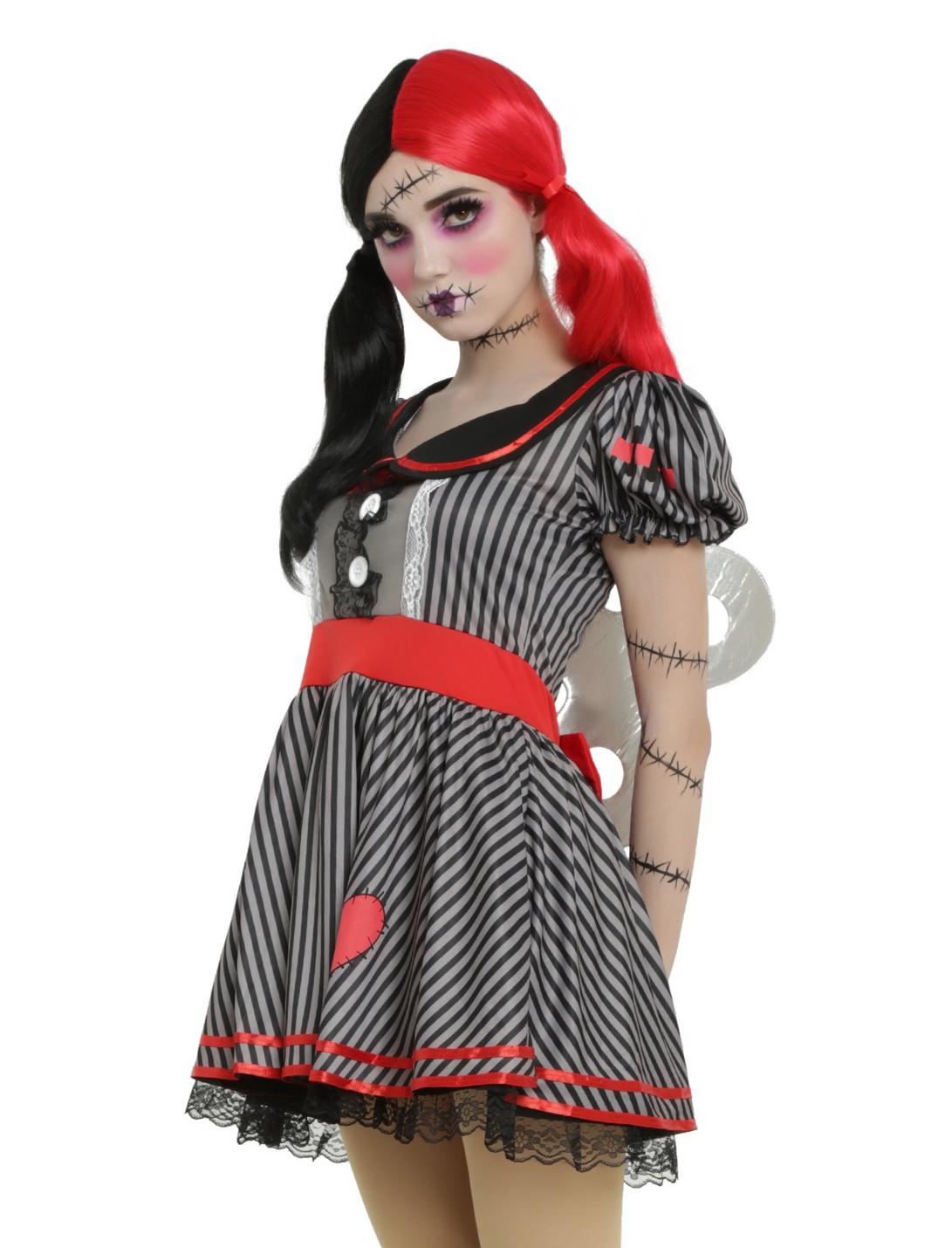 Black & Grey Striped Wind-Up Doll Costume, MULTI, hi-res