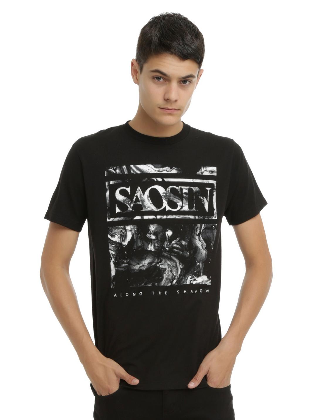 Saosin Along The Shadow Marble Logo T-Shirt, BLACK, hi-res