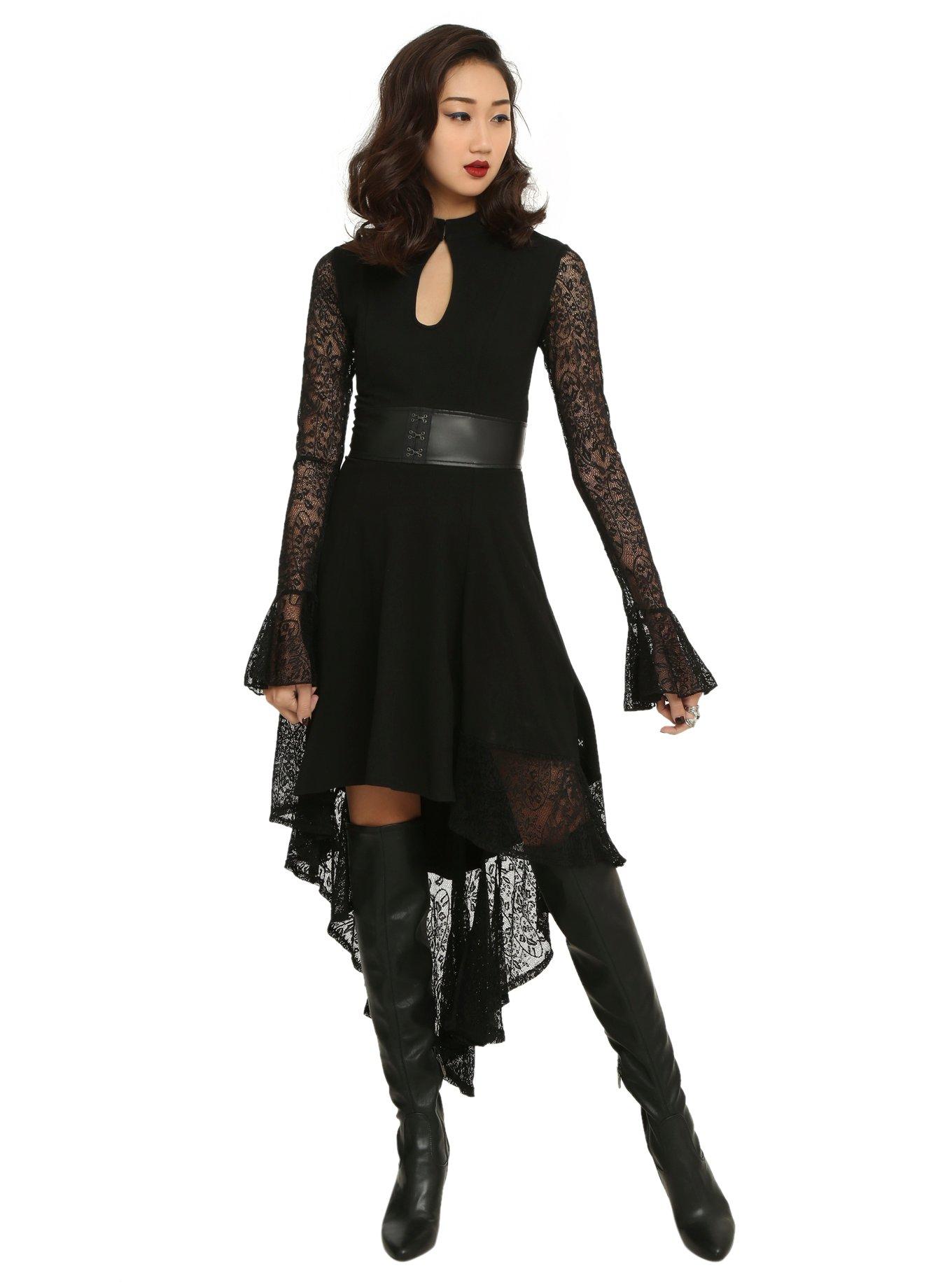 Royal Bones By Tripp Lace Keyhole Hi-Low Dress, BLACK, hi-res