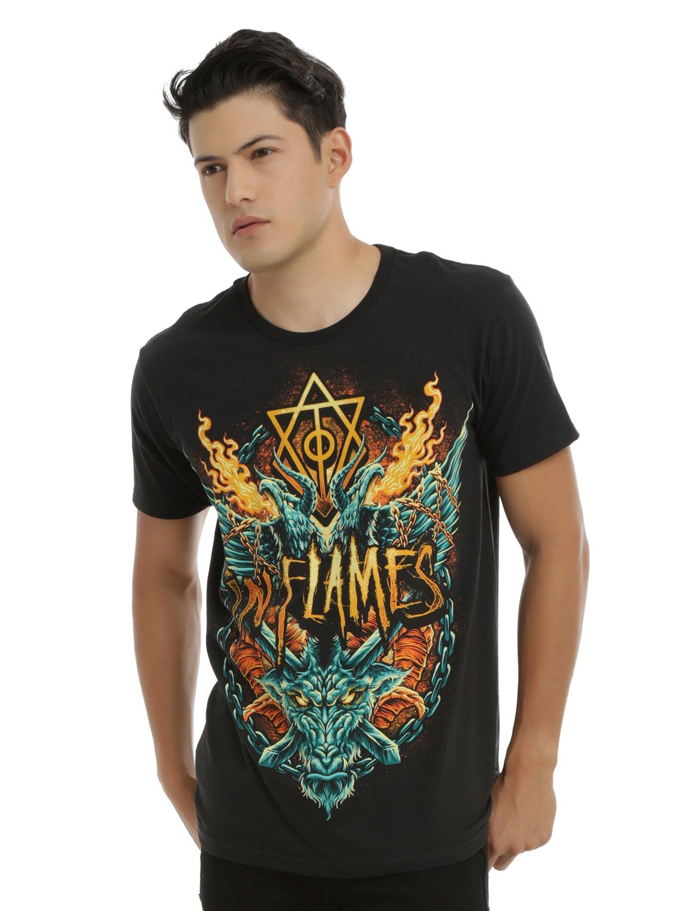 In Flames Baphomet Chains & Flames T-Shirt, BLACK, hi-res
