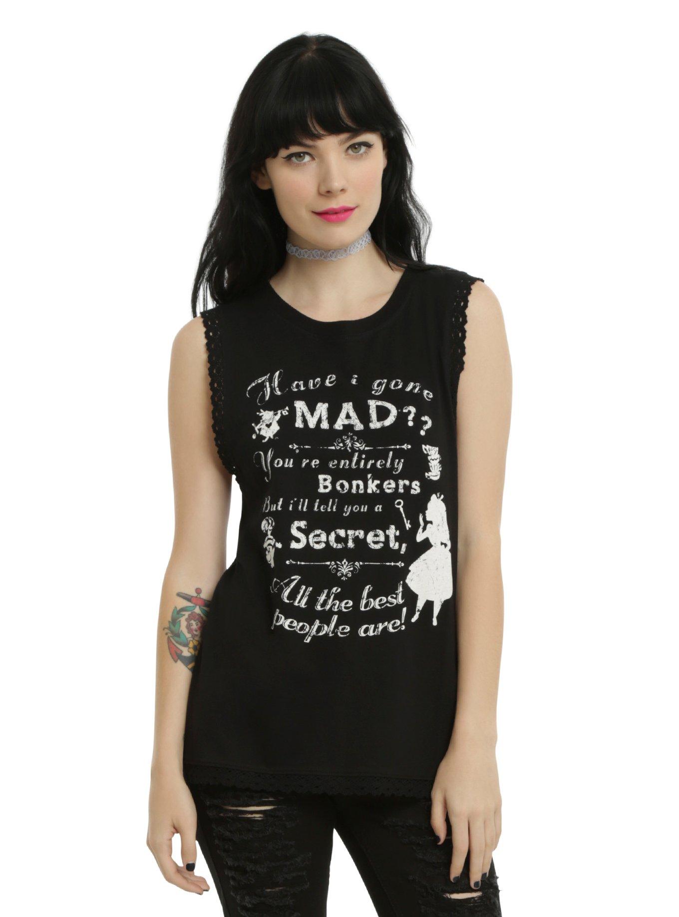 Disney Alice In Wonderland Mad Secret Girls Muscle Top, BLACK, hi-res