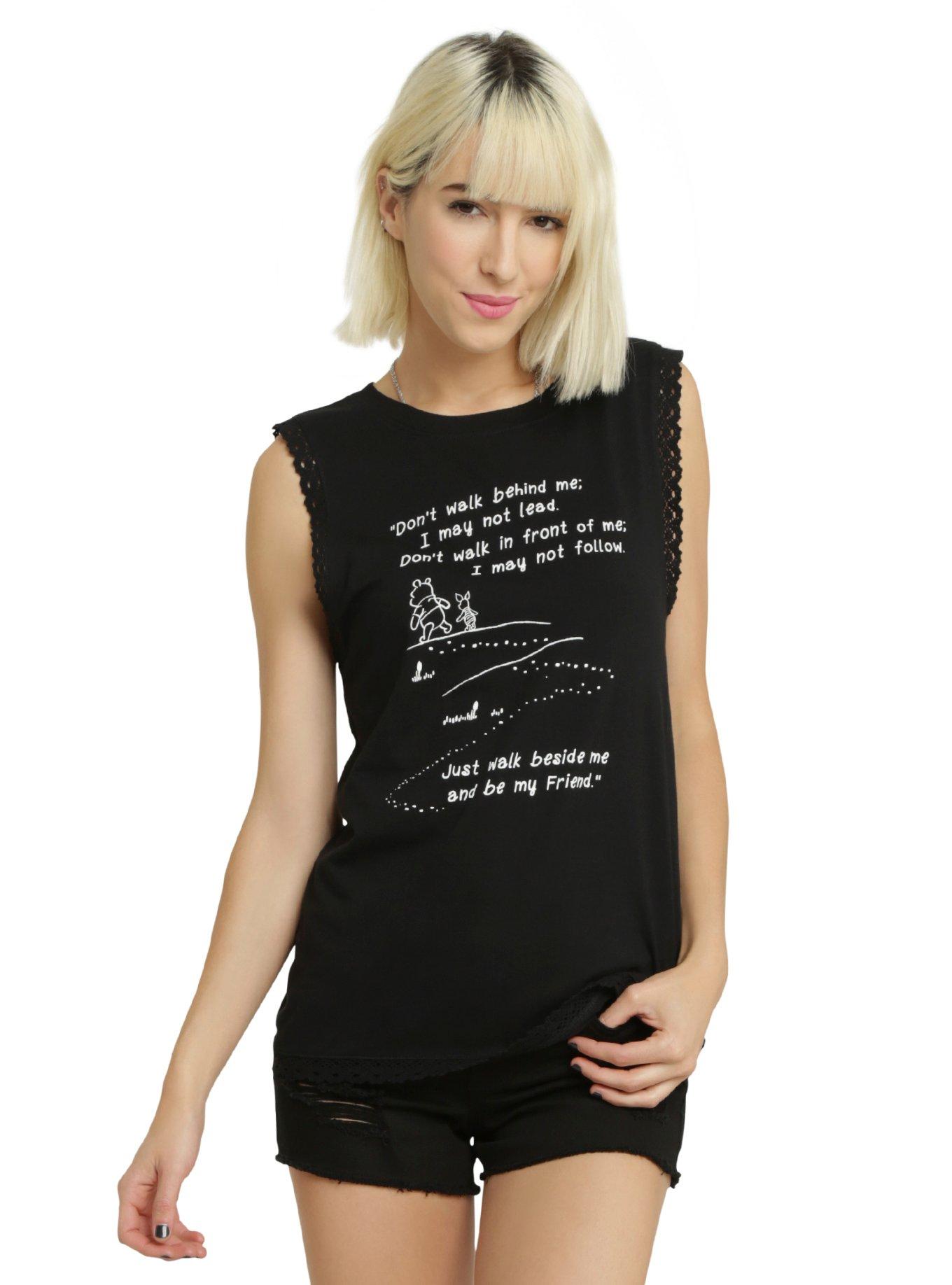 Disney Winnie The Pooh Walk With Me Girls Muscle Top, BLACK, hi-res