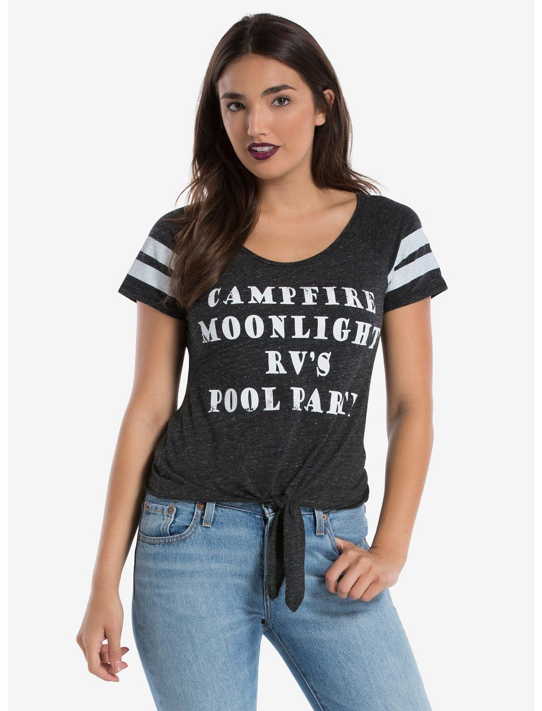 Recycled Karma Campfire And Moonlight Womens Tee, BLACK, hi-res