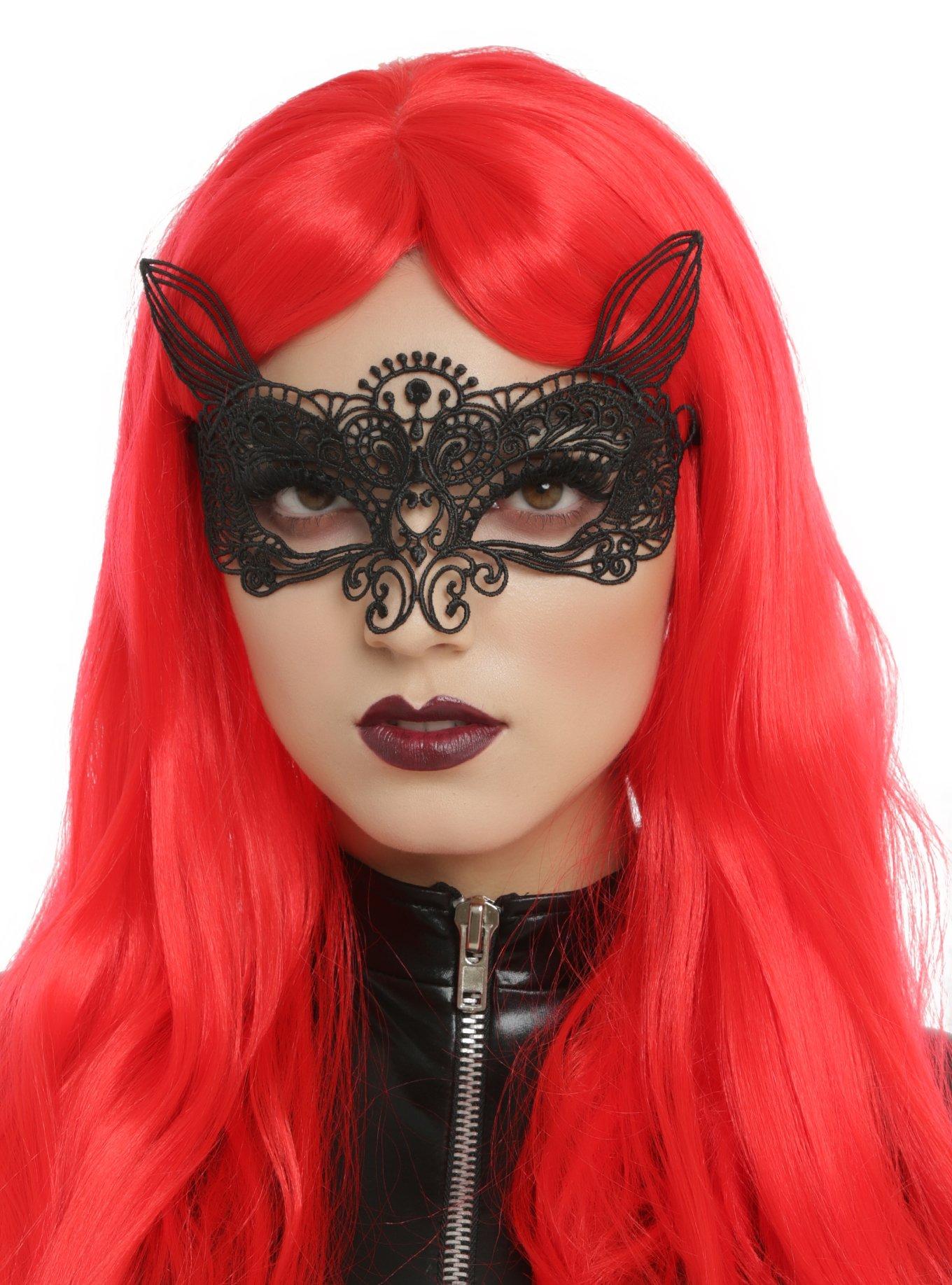 Black Cat Masquerade Mask, , hi-res