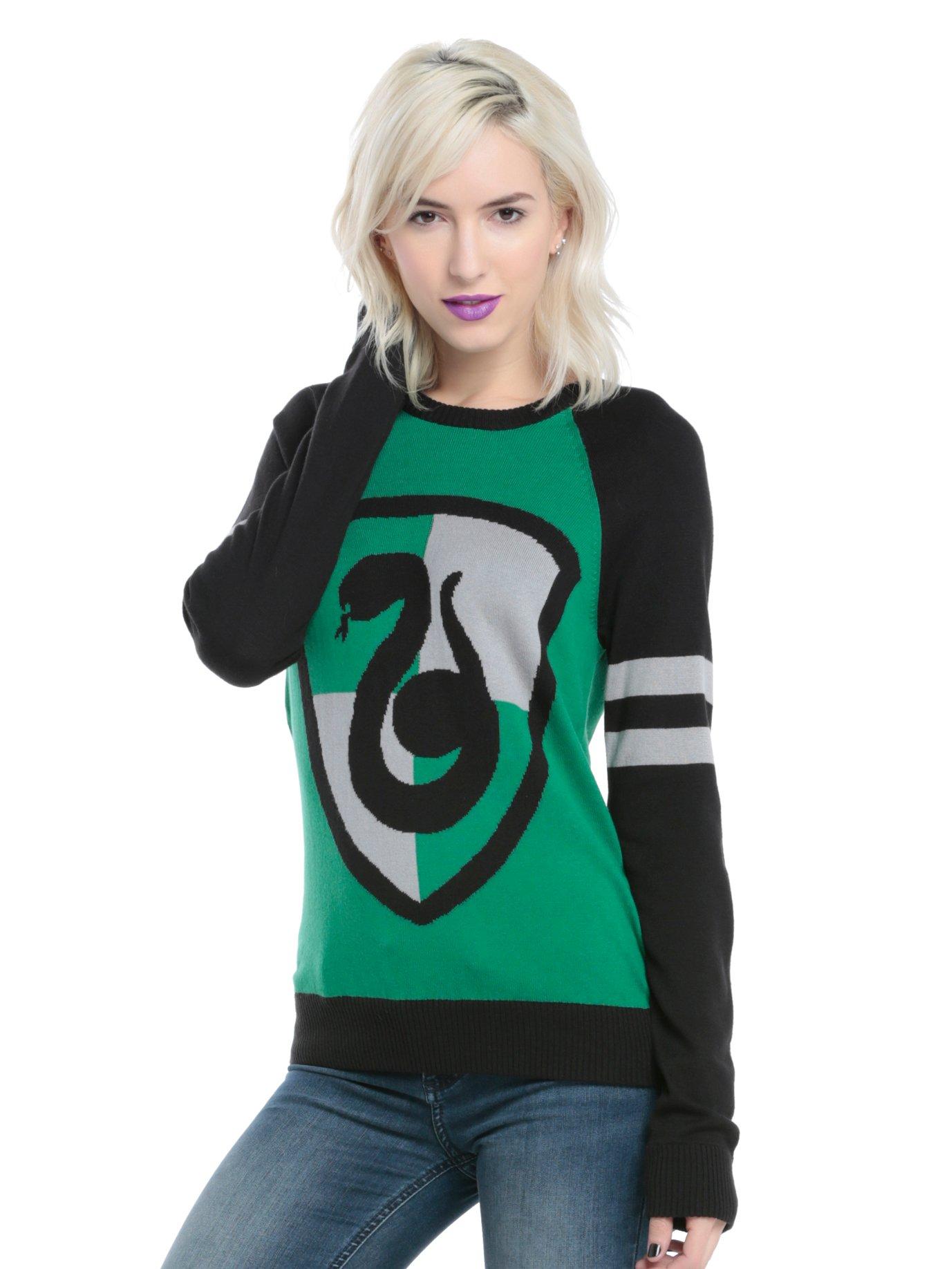 Harry Potter Slytherin Intarsia Girls Sweater, BLACK, hi-res