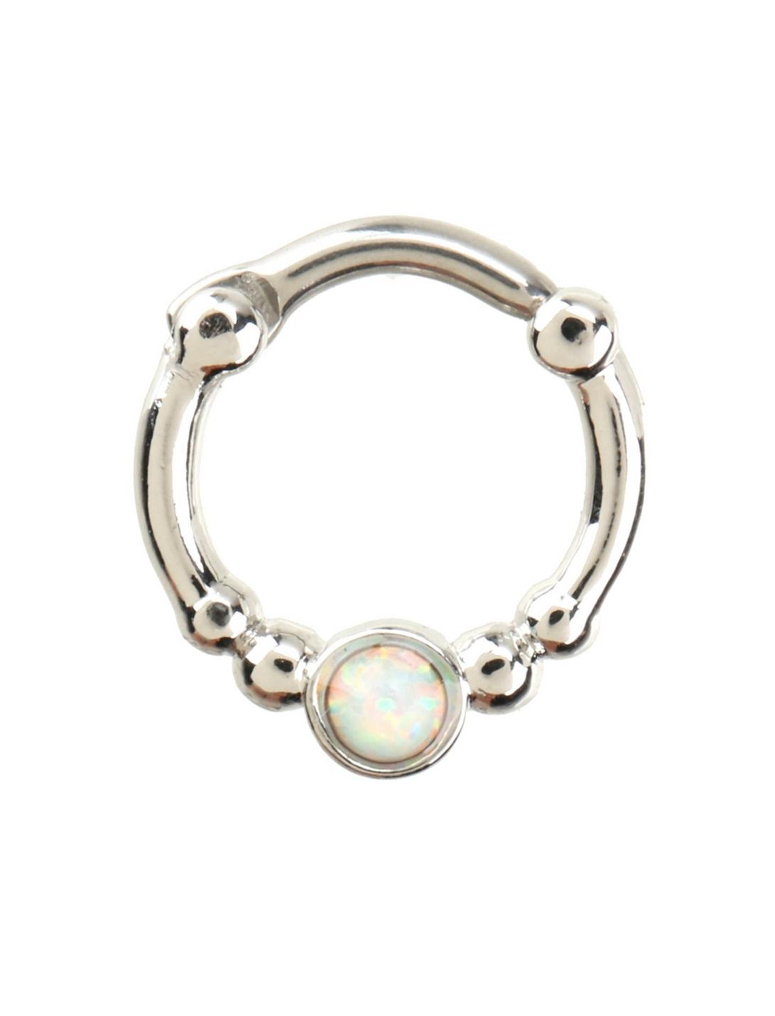 Silver Opal Circle Septum Clicker, GOLD, hi-res