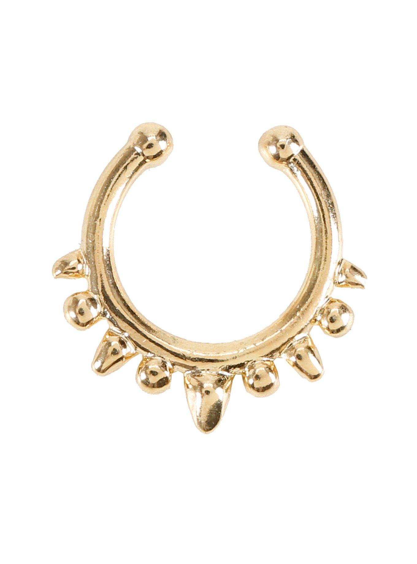 Gold Spike Faux Septum Ring, , hi-res