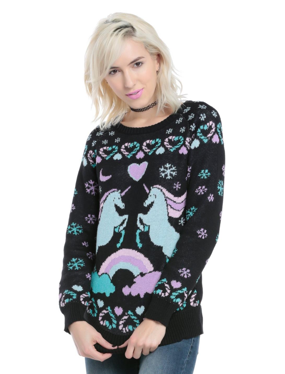 Pastel Unicorn Intarsia Sweater, MULTICOLOR, hi-res