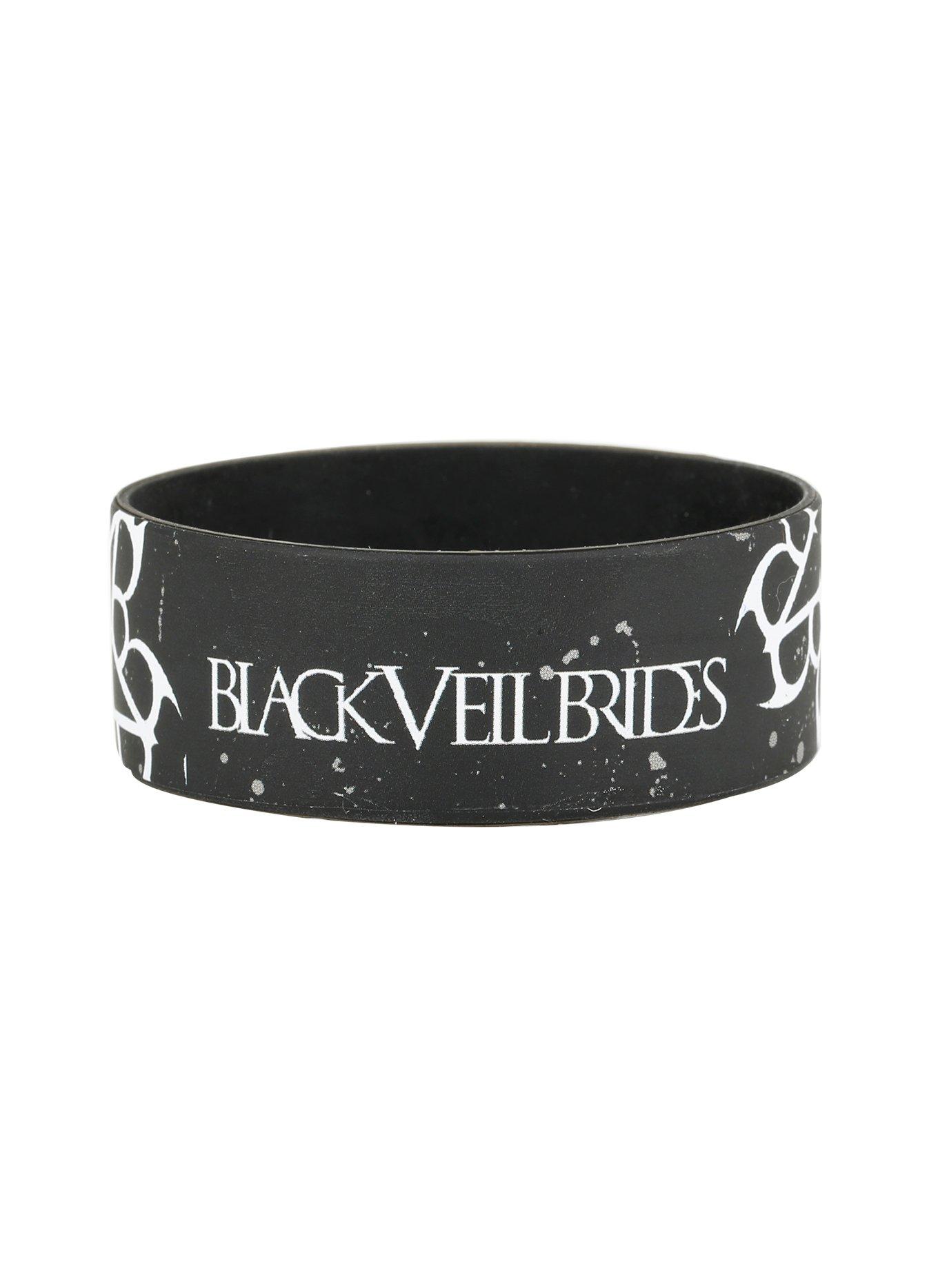 Black Rubber Bracelet Splatter Logo Print Rubber Bracelet, , hi-res