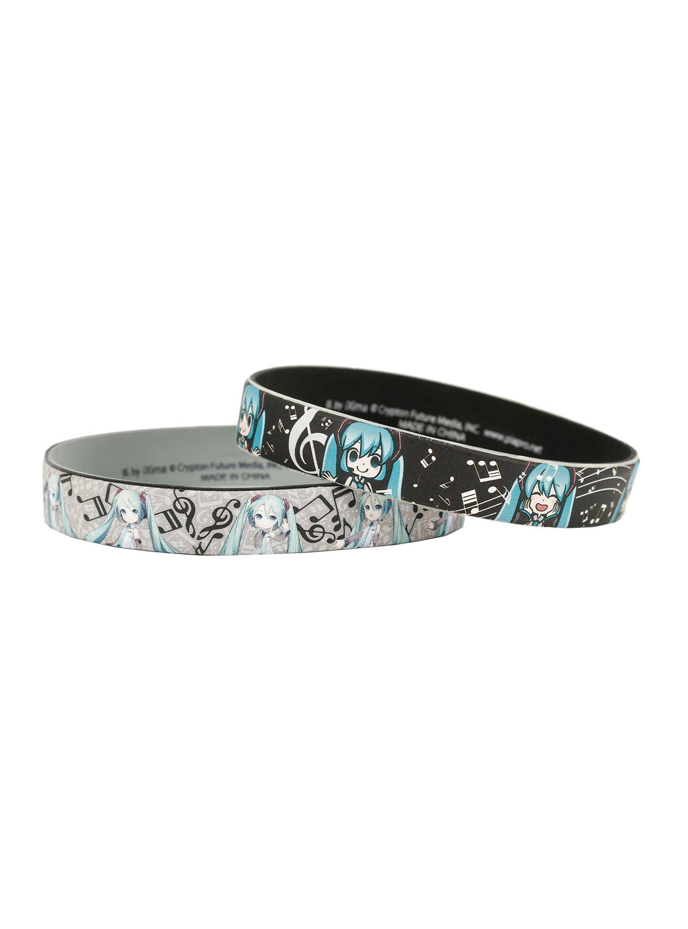 Loungefly Hatsune Miku Music Notes Rubber Bracelet Set, , hi-res