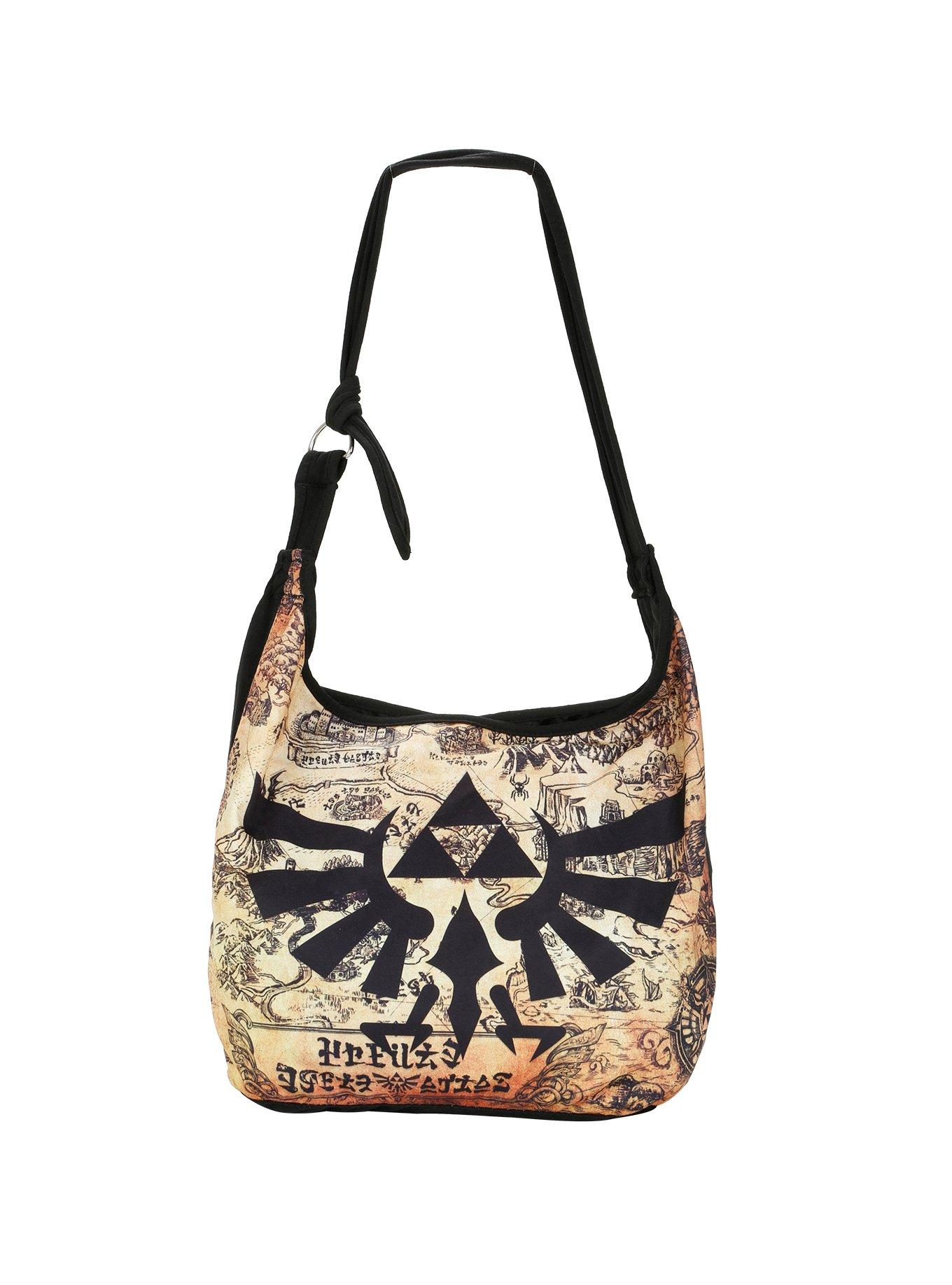 The Legend Of Zelda Triforce Logo Map Hobo Bag, , hi-res
