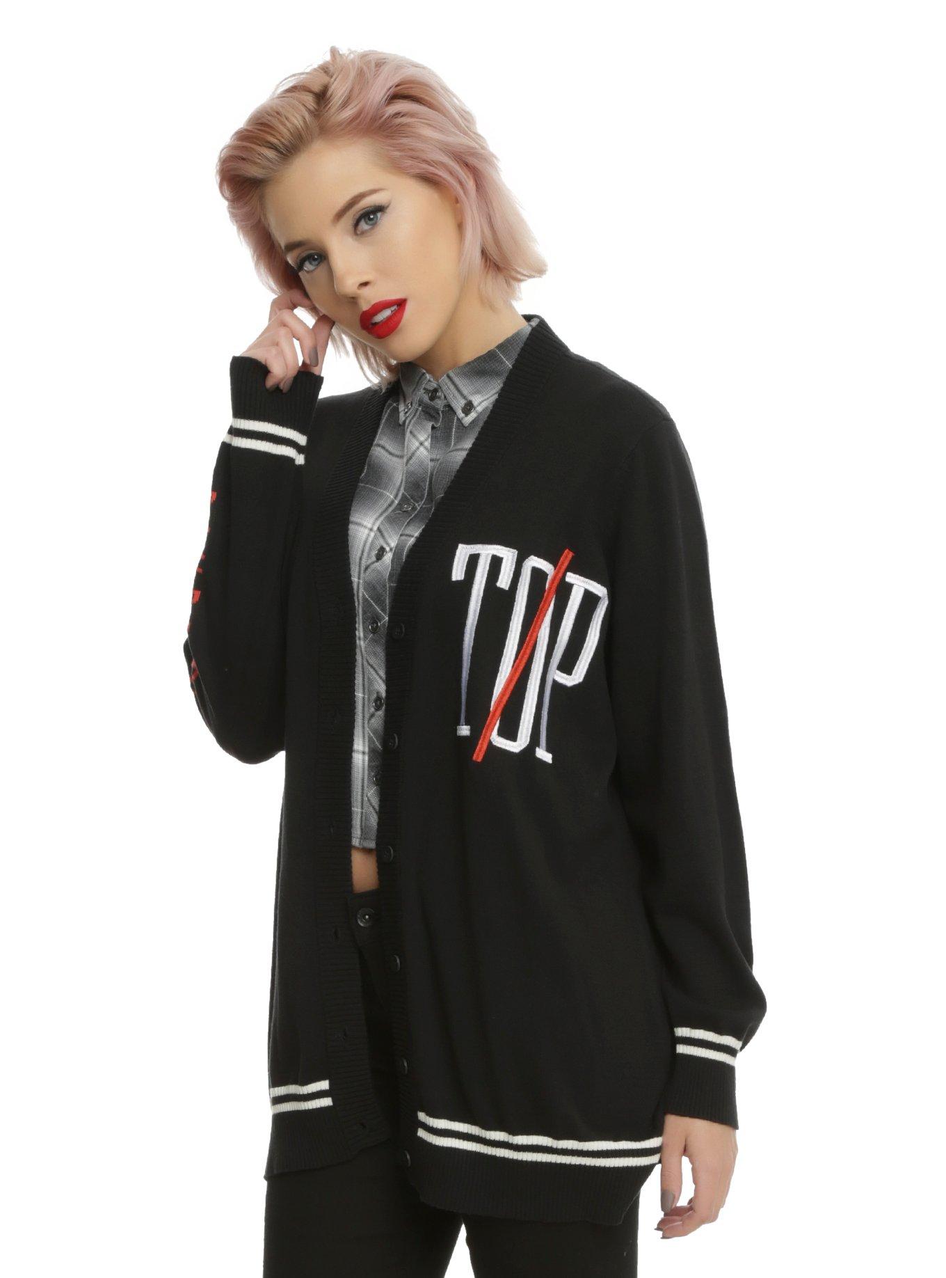 Twenty One Pilots Logo Girls Cardigan, BLACK, hi-res