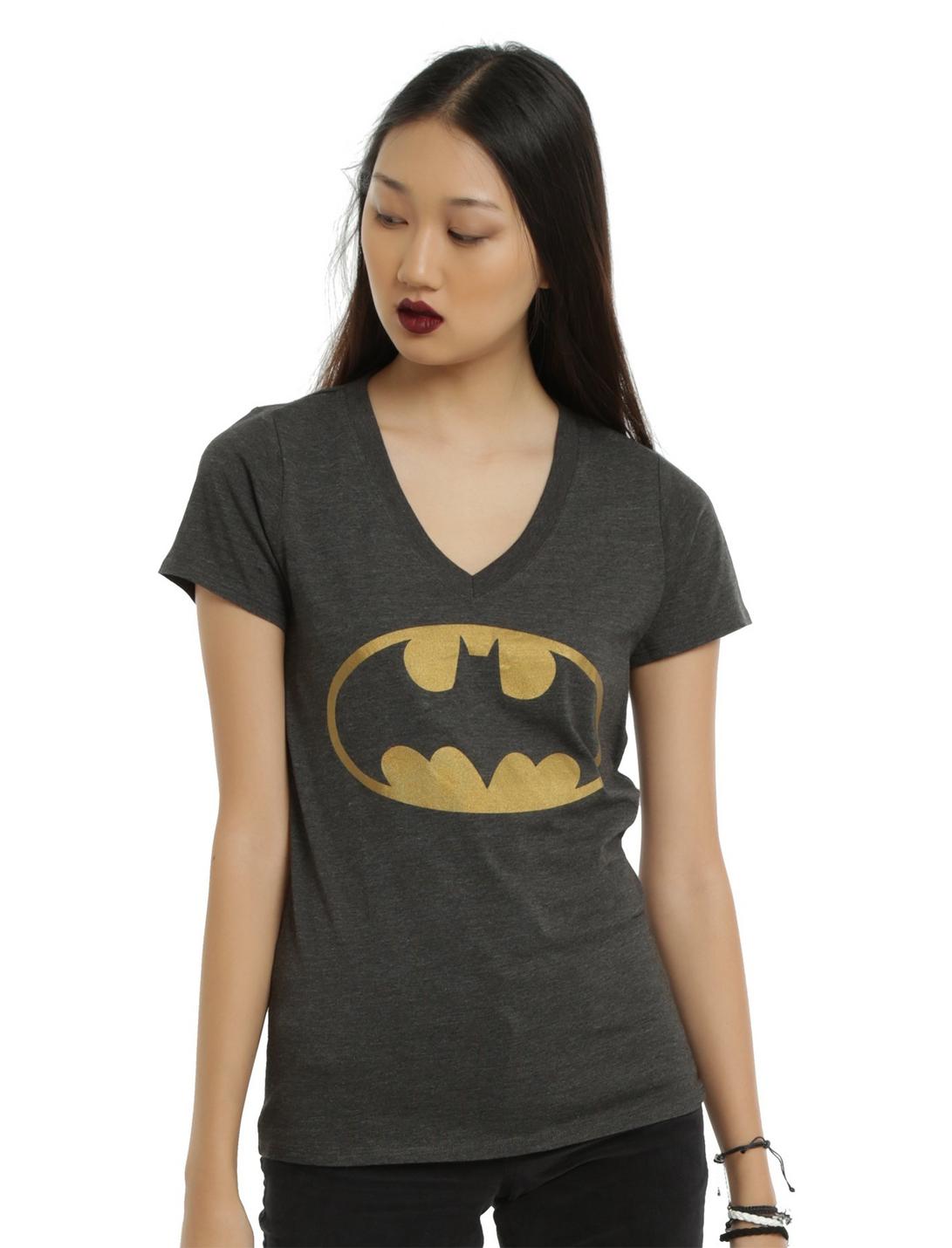 DC Comics Batman Gold Logo Girls T-Shirt, BLACK, hi-res