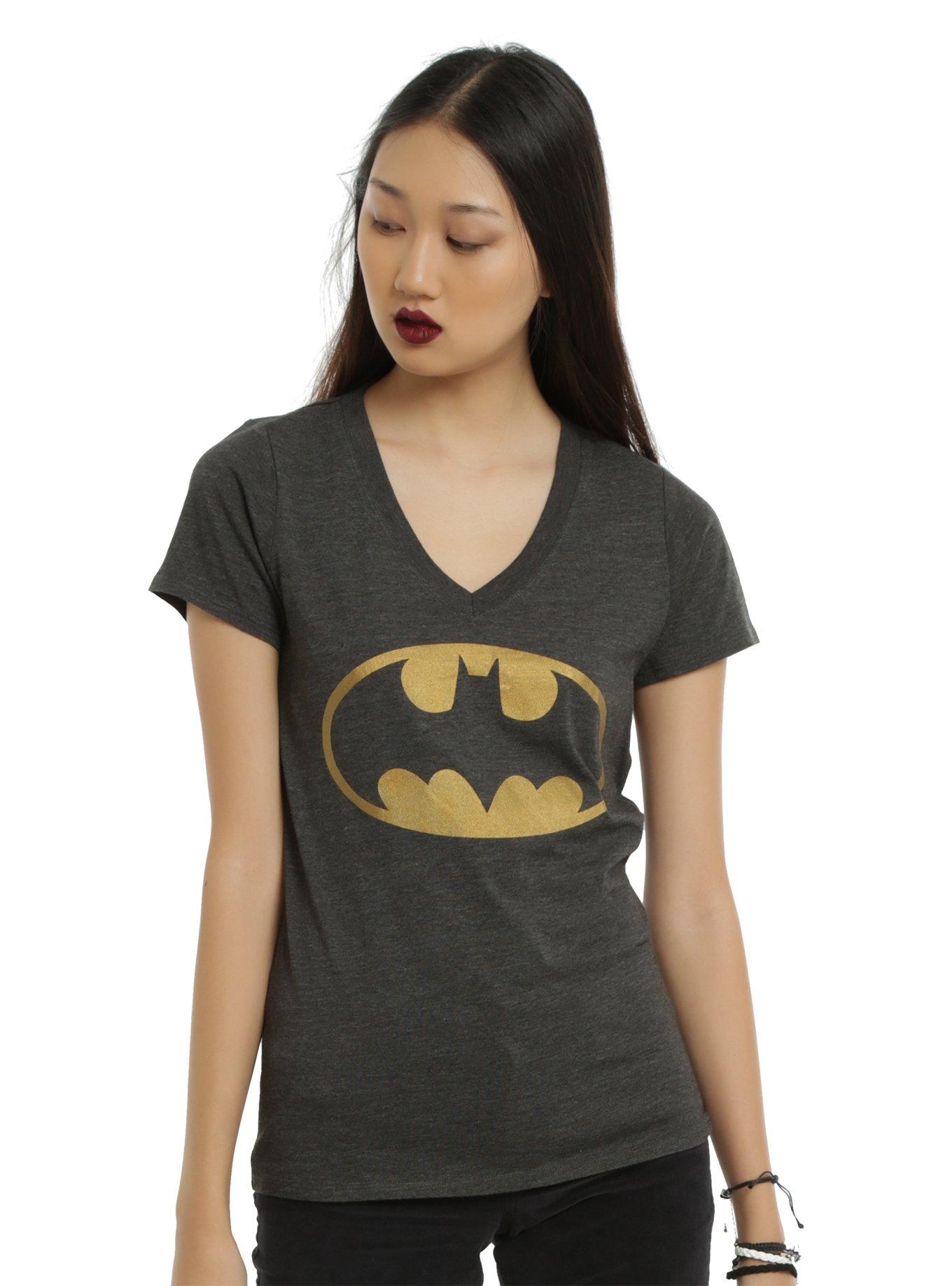 DC Comics Batman Gold Logo Girls T-Shirt, BLACK, hi-res