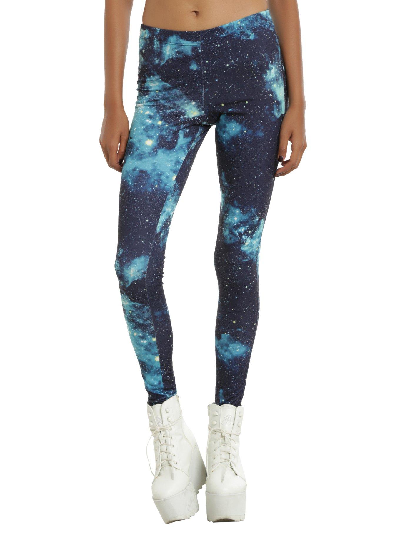 Blackheart Cat Knee Blue Galaxy Tights